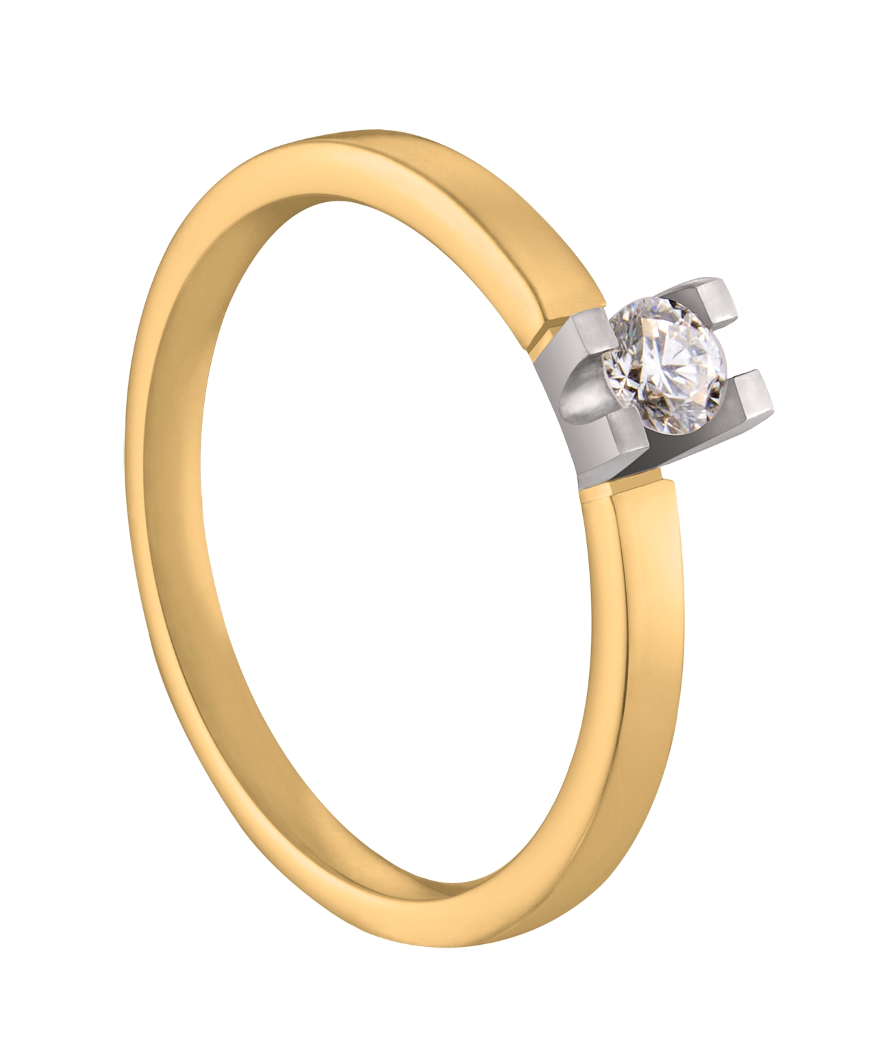 De briljant zweeft als het ware boven deze meerkleurige ring waardoor deze ring perfect tot uiting komt. Deze versie is voorzien van een 0,15 ct. briljant.