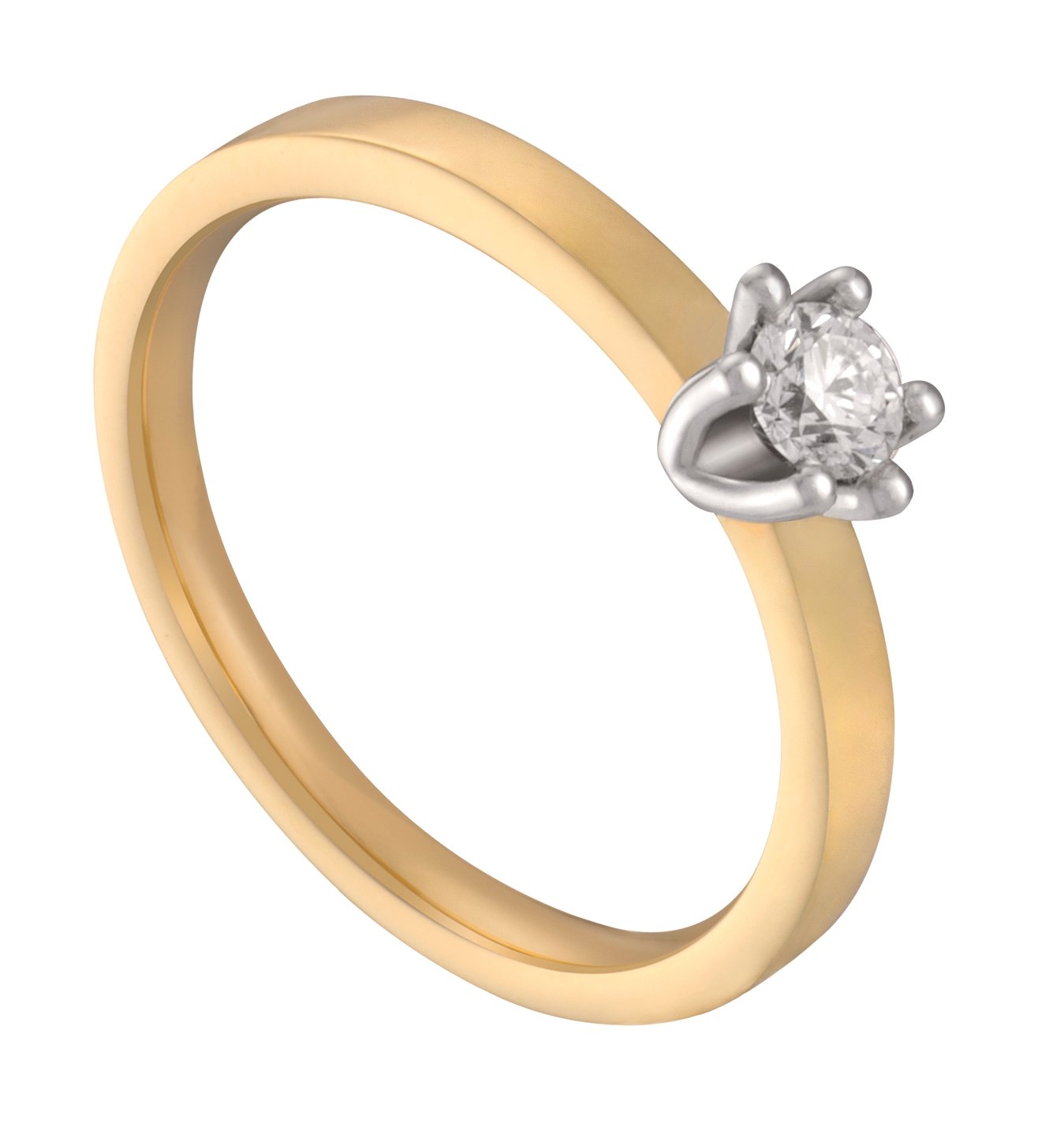 Deze solitairring is door onze goudsmeden voorzien van een zespoots zetting waarin onze diamantzetters een briljant van 0,10 ct. hebben geplaatst.