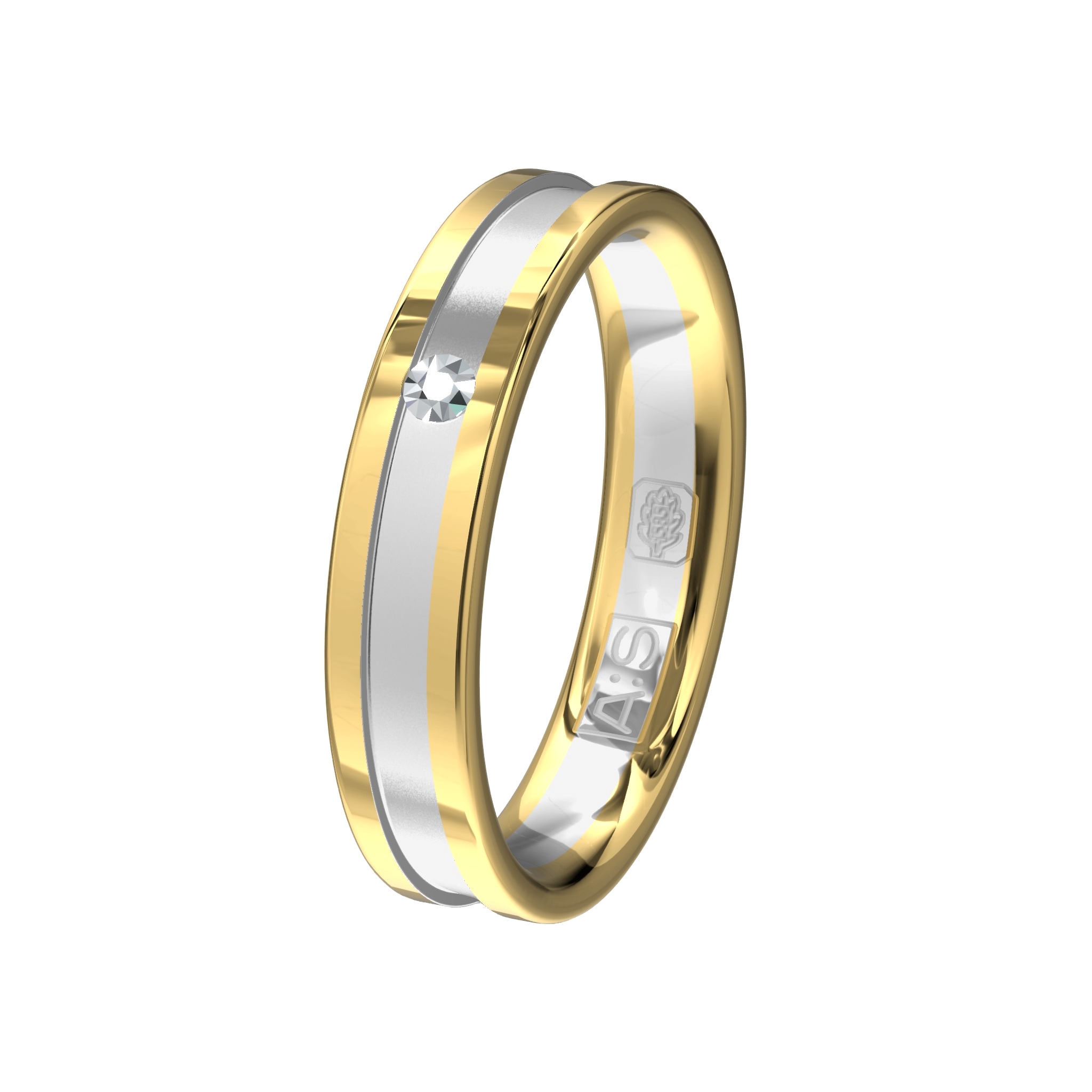 Jullie liefde verdient natuurlijk het allerbeste en dat is wellicht deze tweekleurige ring waarin door onze diamantzetters een fraaie briljant is geplaatst.