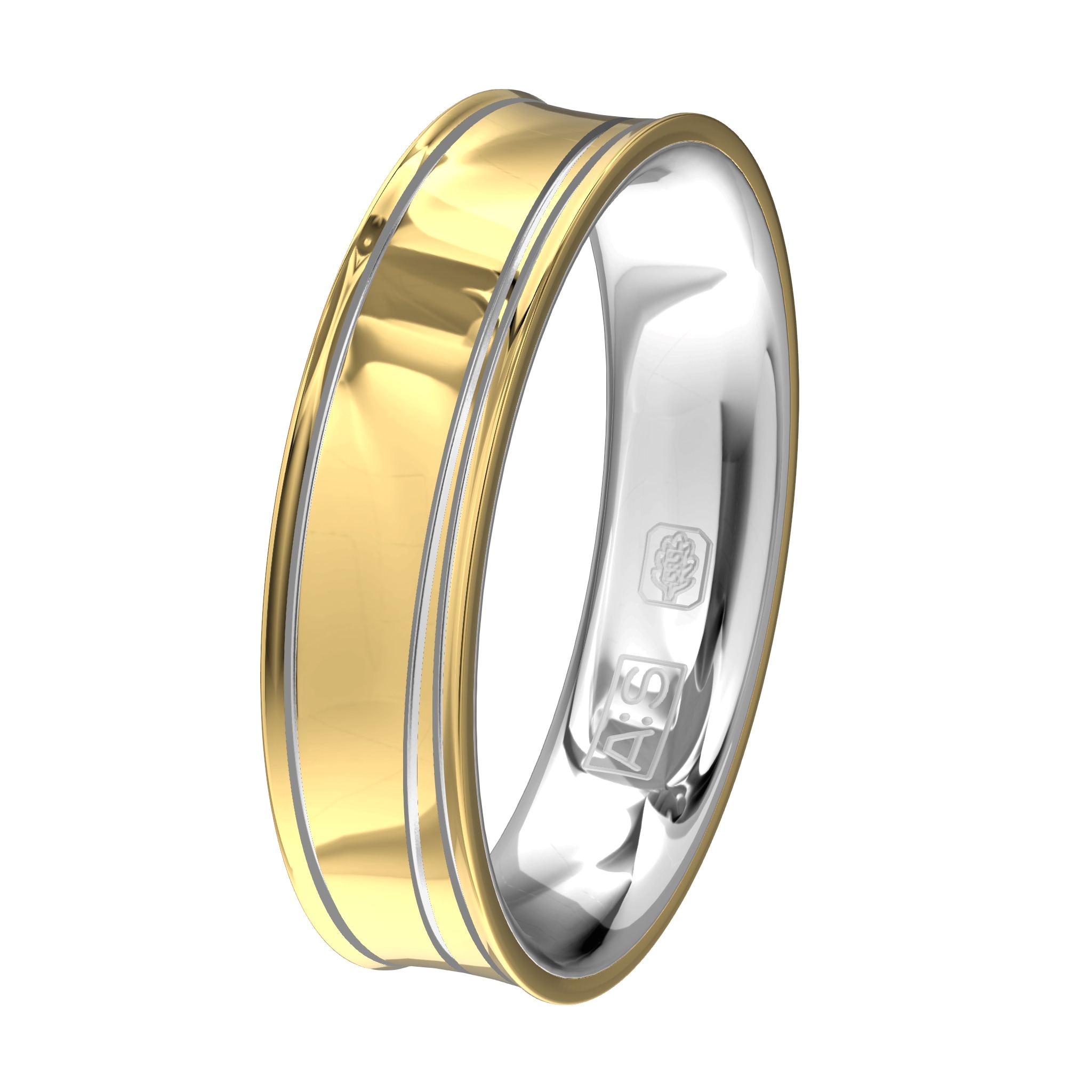 Twee in een: Een binnenring van witgoud met een buitenring van geelgoud geven deze ring een prachtig cachet!