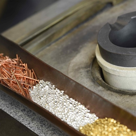 Rosegoud, Witgoud En Geelgoud In Bakje