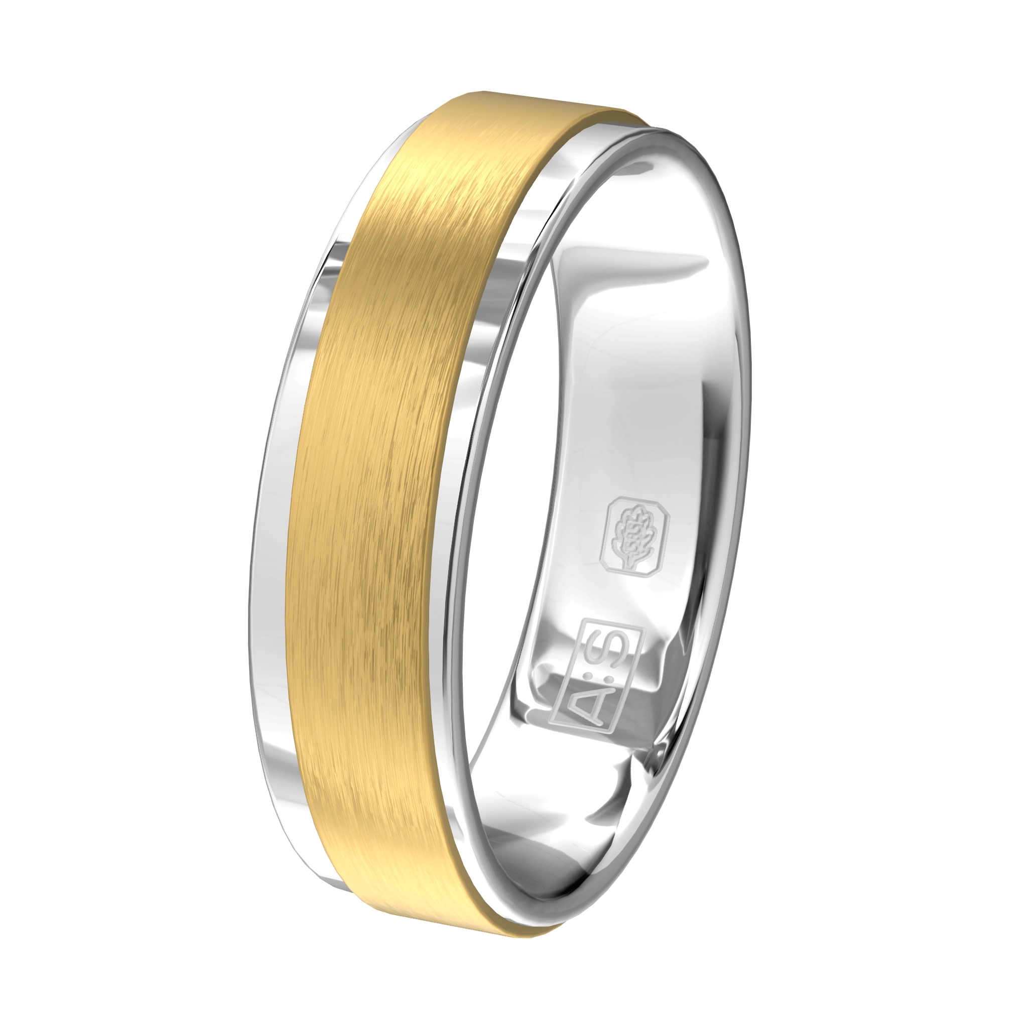 For the perfect day. Dat is deze stijlvolle ring. De diagonale geelgouden baan over de witgouden binnenring geeft een unieke look!