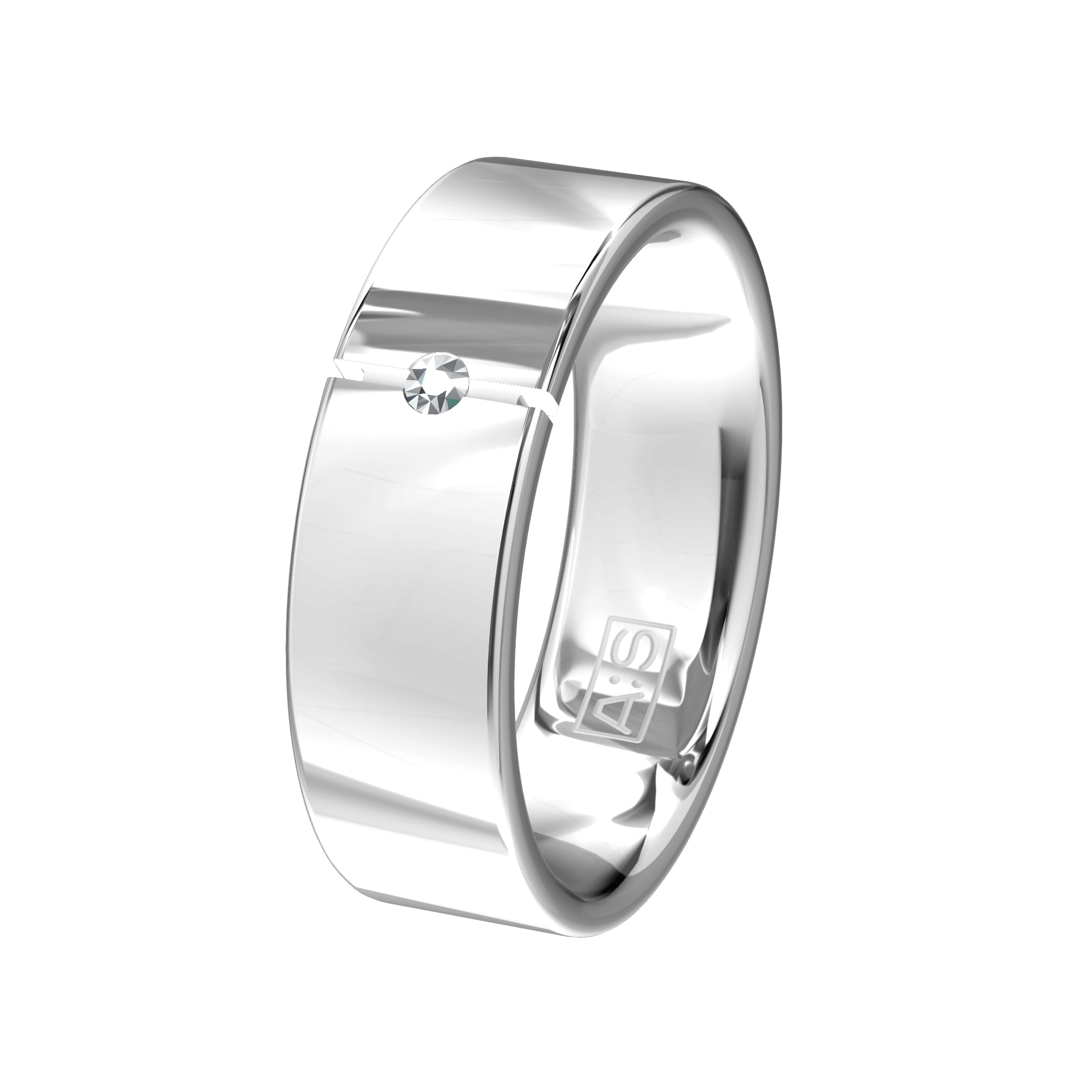 Een mooie brede ringenset waarin in de damesring een briljant is gezet. Deze ringen worden gemaakt in zilver.