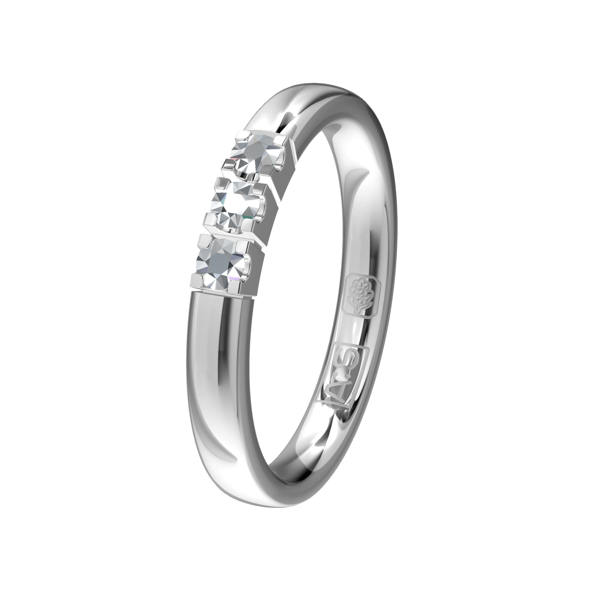 Deze witgoudpalladium Memoirering is door onze diamantzetters voorzien van drie briljanten. Laat je Memoirering meegroeien met alle bijzondere momenten in je leven!