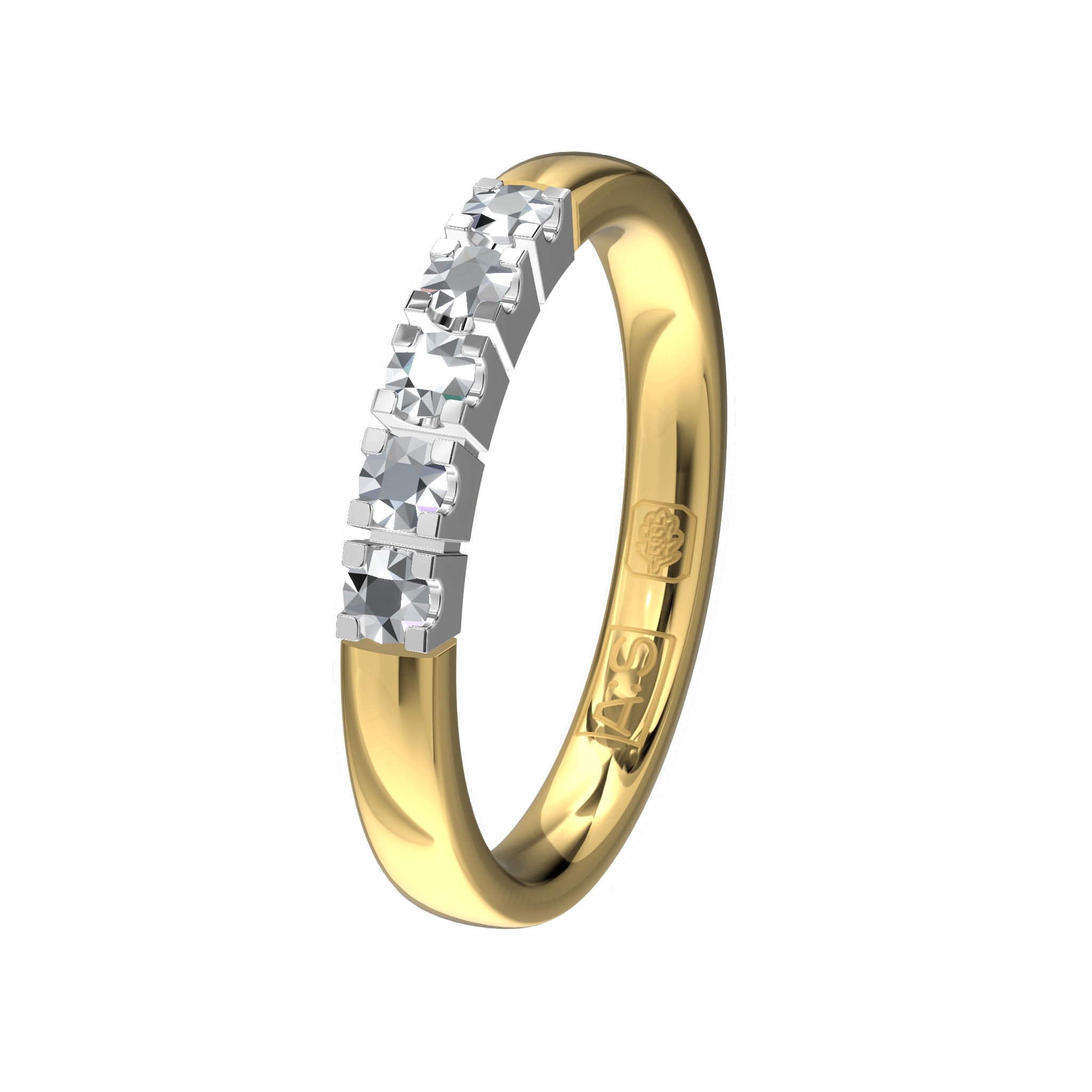 Glinsterende Memoirering 11155 met een gele scheen en een witte zetting. Laat jij jouw unieke Memoirering meegroeien met al die mooie momenten in je leven?