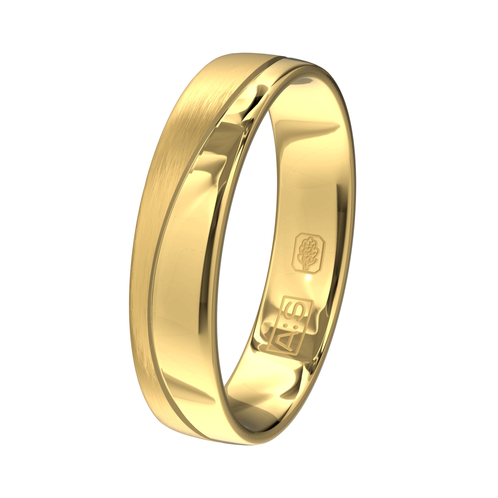 For the perfect day... dat is deze geelgouden ring met prachtige bewerkingslijn. Onze diamantzetters hebben op elegante wijze een briljant hierin geplaatst.