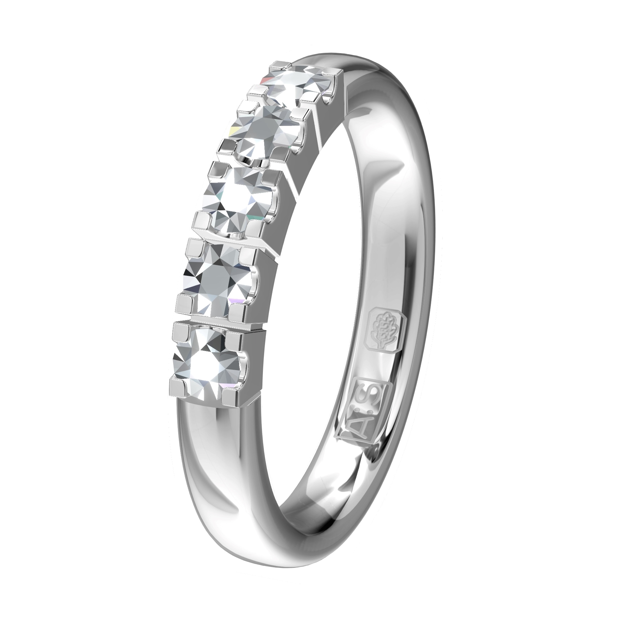 Glinsterende geheel witte Memoirering 11133. Laat jij jouw unieke Memoirering meegroeien met al die mooie momenten in je leven?