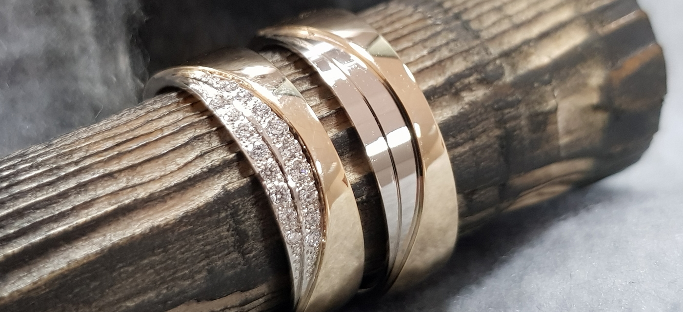 Bicolor Trouwringen Met Briljanten