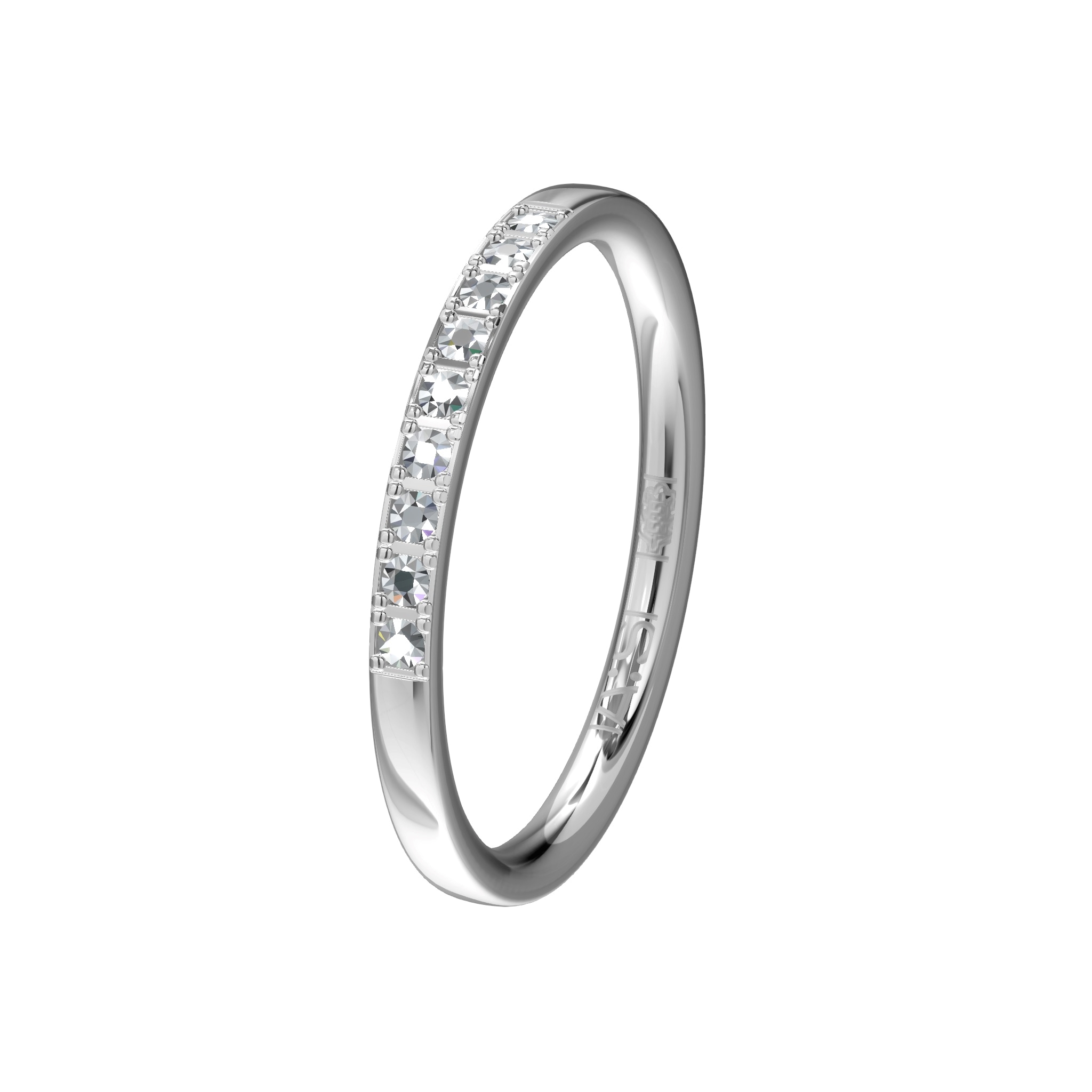 Een elegante witgoudpalladium aanschuifring kwart volgezet met briljanten. Een perfecte combinatie met bijvoorbeeld een Memoirering.