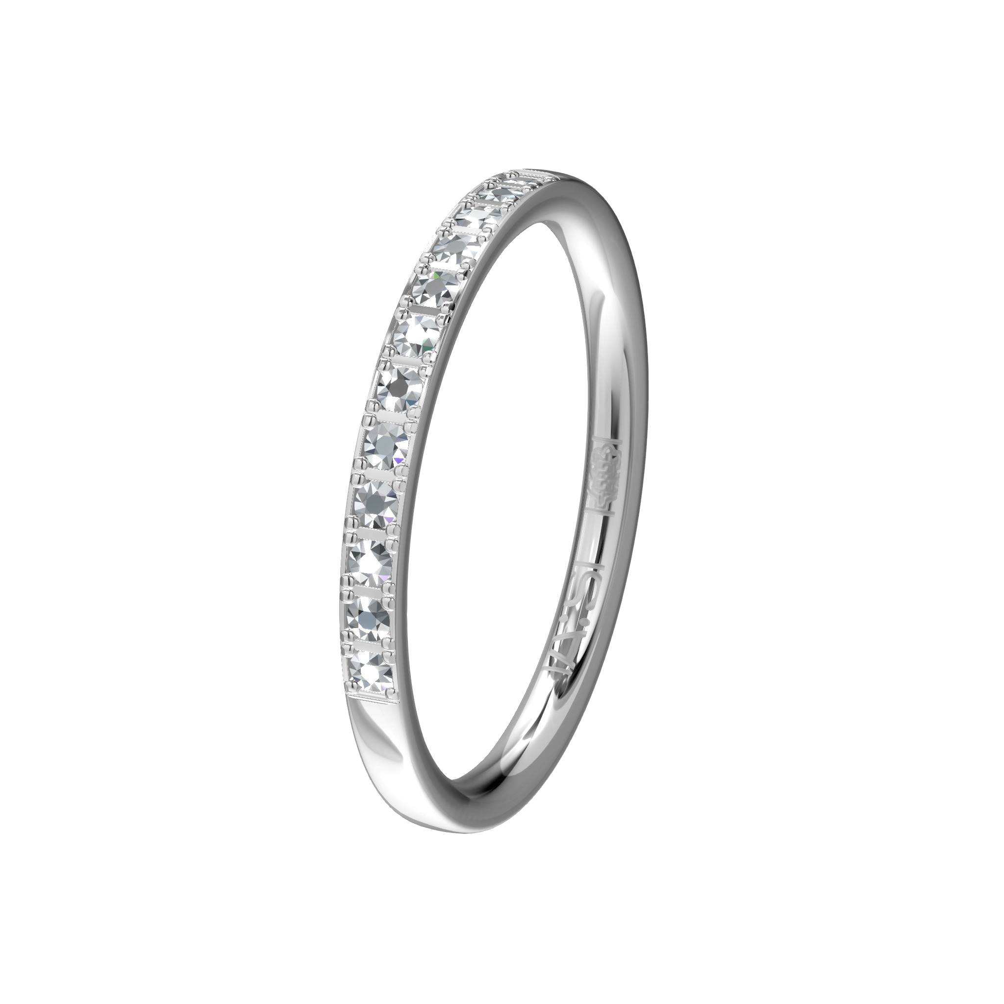 Een elegante witgoudpalladium aanschuifring voor éénderde deel volgezet met briljanten. Een perfecte combinatie met bijvoorbeeld een Memoirering.