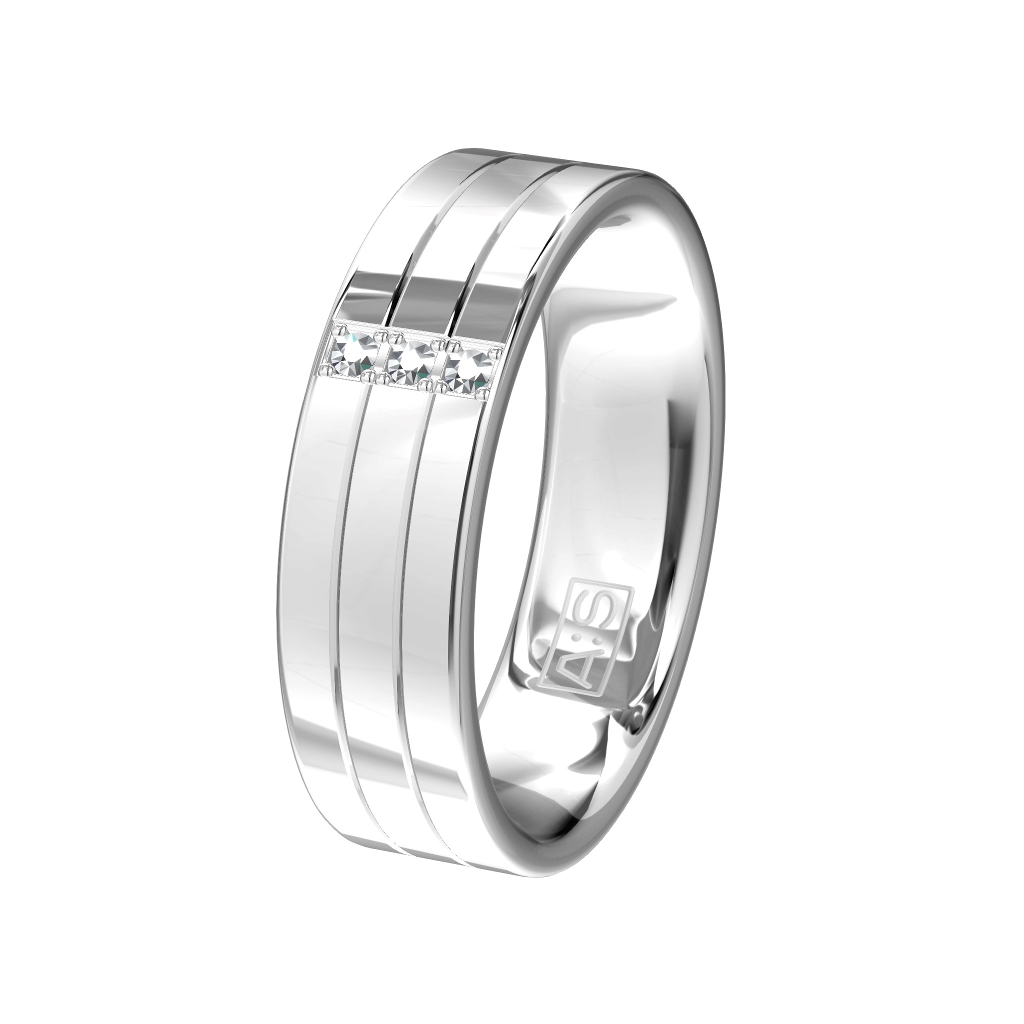 Strak en tijdloos dat is deze prachtige ring welke door onze diamantzetters wordt voorzien van drie briljanten.