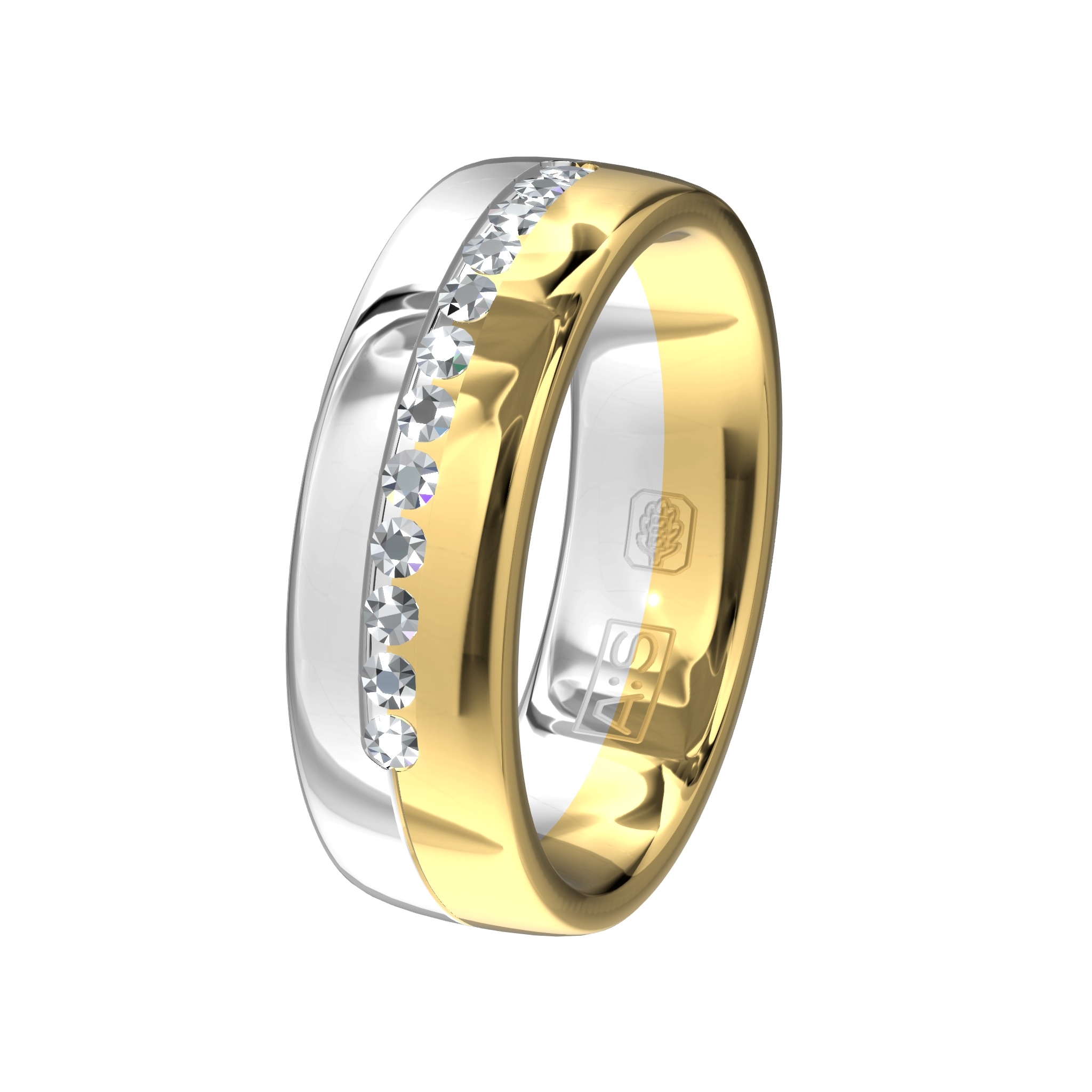 Zeg "JA" tegen de briljanten in deze sierlijk vormgegeven ring van geelgoud met witgoud. De ronde binnenkant zorgt bovendien voor een heerlijk draagcomfort.