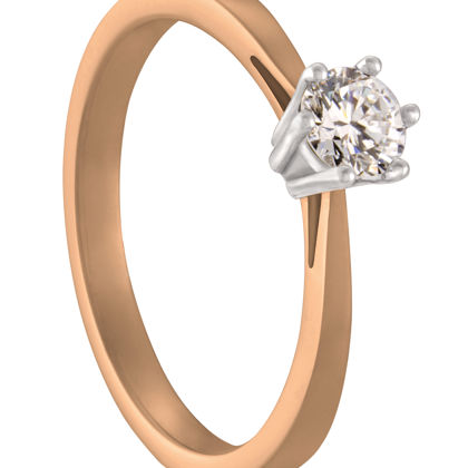 De klassieker onder de solitairringen! Prachtig uitgevoerd in een tweekleurige combinatie en voorzien van een briljant van 0,17 ct.