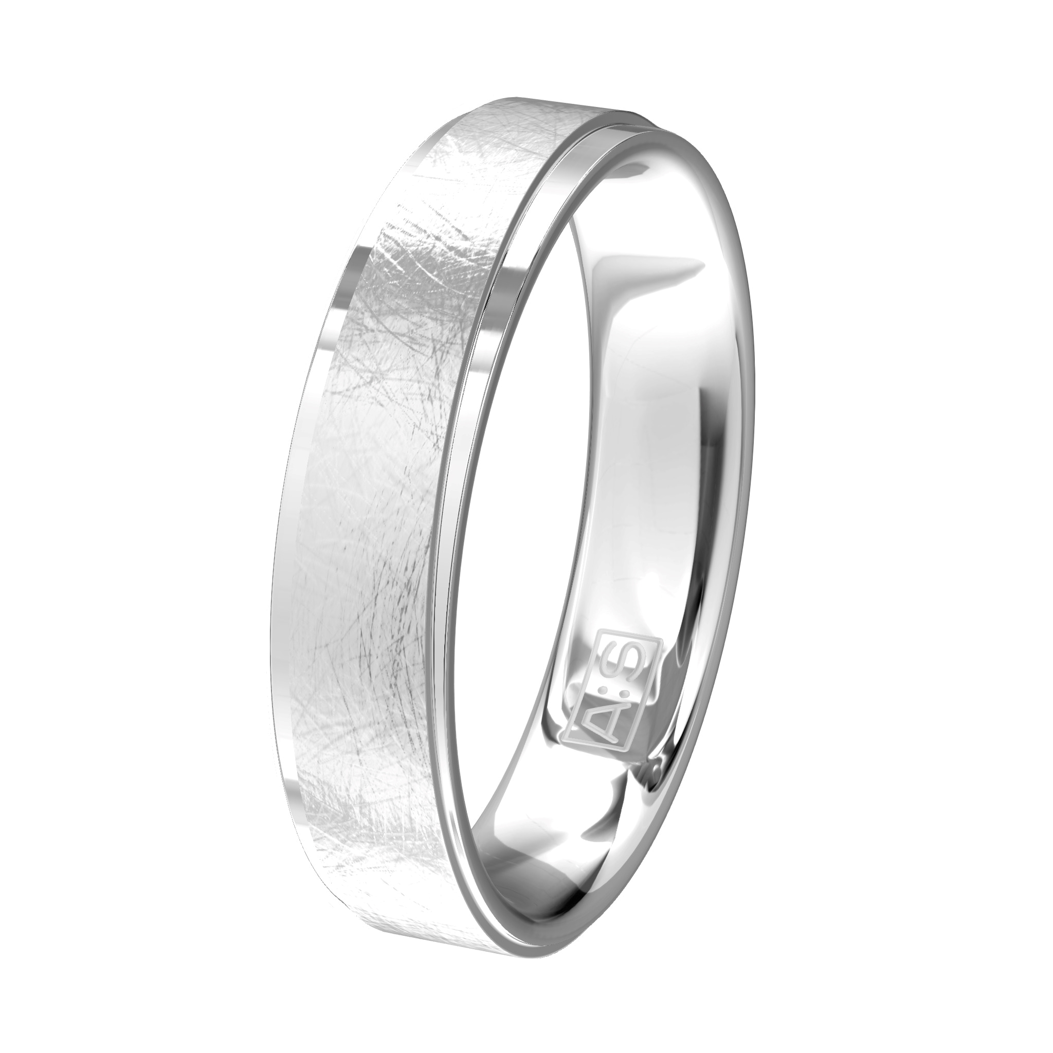 Wie wordt er niet gelukkig van deze prachtige zilveren ring? De middenbaan heeft een ambachtelijke ijsmattering en de zijbanen zijn glimmend gepolijst