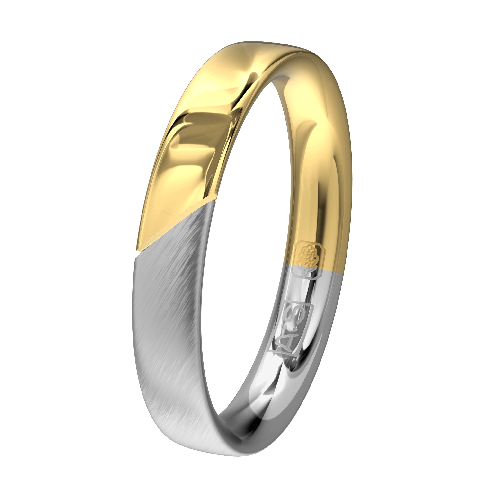 in deze geel- en witgouden vind je gematteerde witgoud en glanzend geelgoud