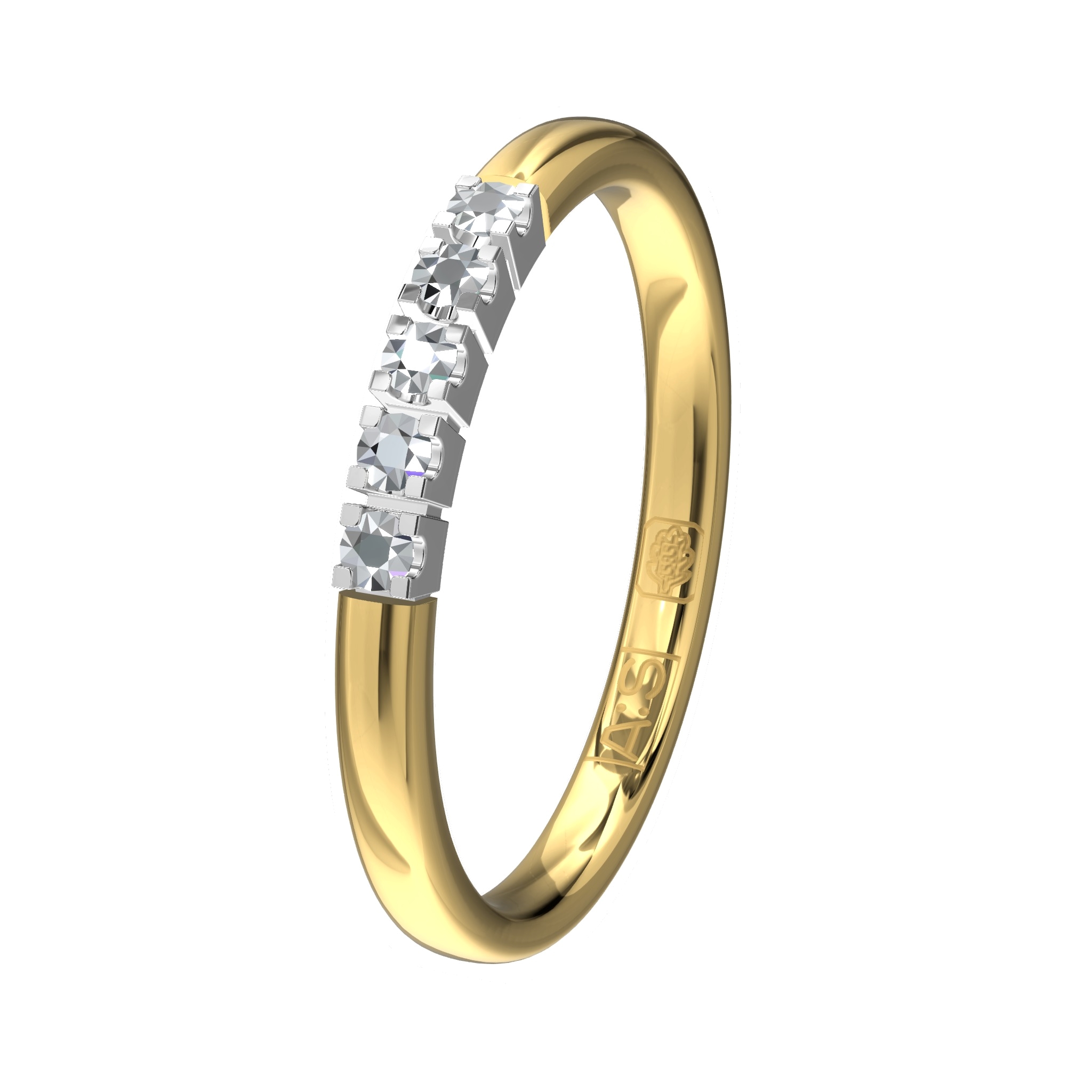 Glinsterende geelgouden Memoirering 11133 met witte zettng. Laat jij jouw unieke Memoirering meegroeien met al die mooie momenten in je leven?