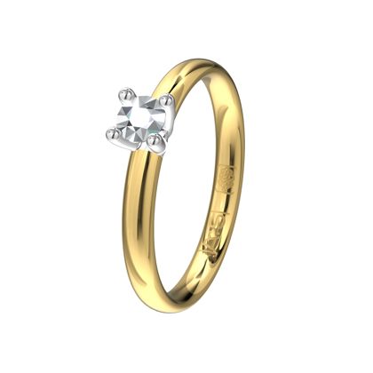 Een meerkleurige Solitaire ring met een perfect draagcomfort door de aanwezige rondingen. De prachtige briljant van 0,15 ct. maakt deze ring helemaal af!
