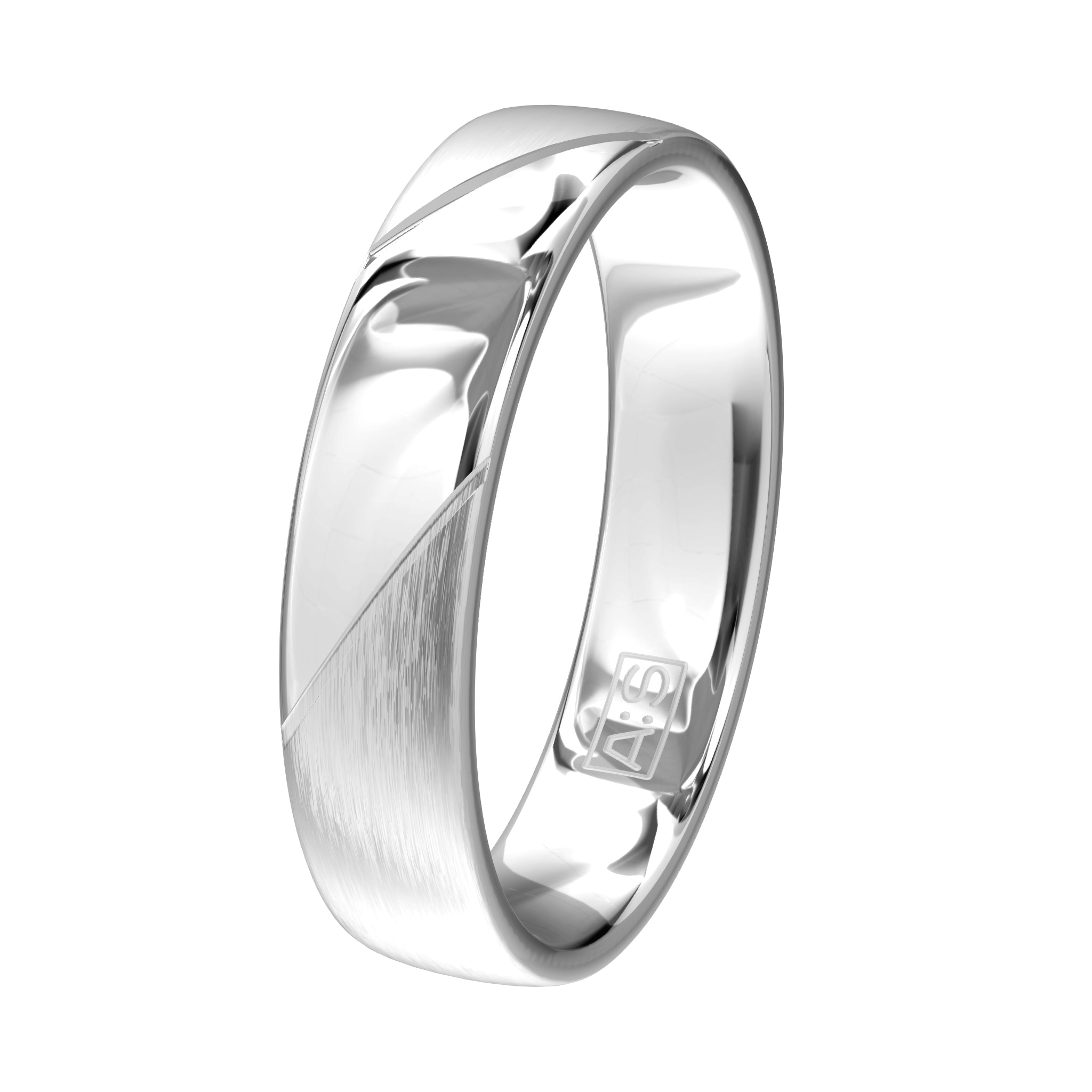 Deze fraai vormgegeven zilveren ring is voorzien van twee diagonale lijnen. Daarnaast zorgt de ronde binnenkant voor een heerlijk draagcomfort.