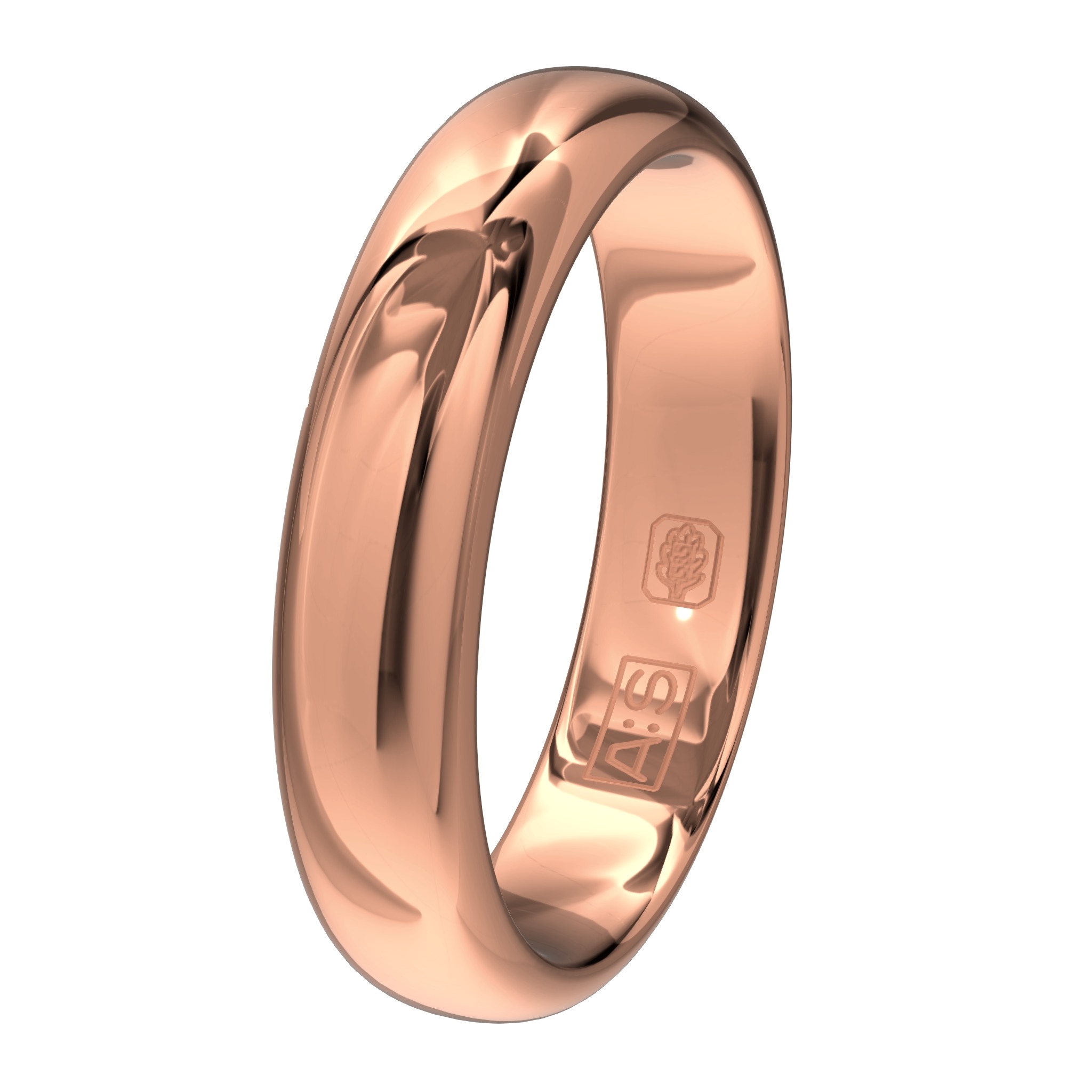 Een elegante ring met een bolle buitenkant, ronde zijkanten en een licht bolle binnenkant. Een klassieke ring van zeer hoge kwaliteit en duurzaamheid!