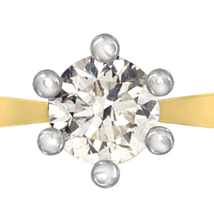 De klassieker onder de solitairringen! Prachtig uitgevoerd in een tweekleurige combinatie en voorzien van een briljant van 0,22 ct.