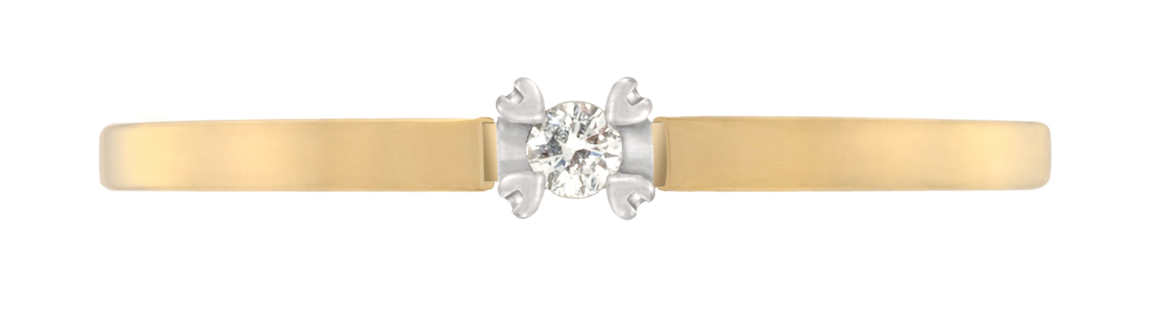 Als je heel goed kijkt zie je dat onze goudsmeden de vier pootjes rond de diamant in de vorm van een hartje hebben gemaakt! Deze uitvoering is door onze diamantzetters voorzien van een briljant van 0,05 ct.