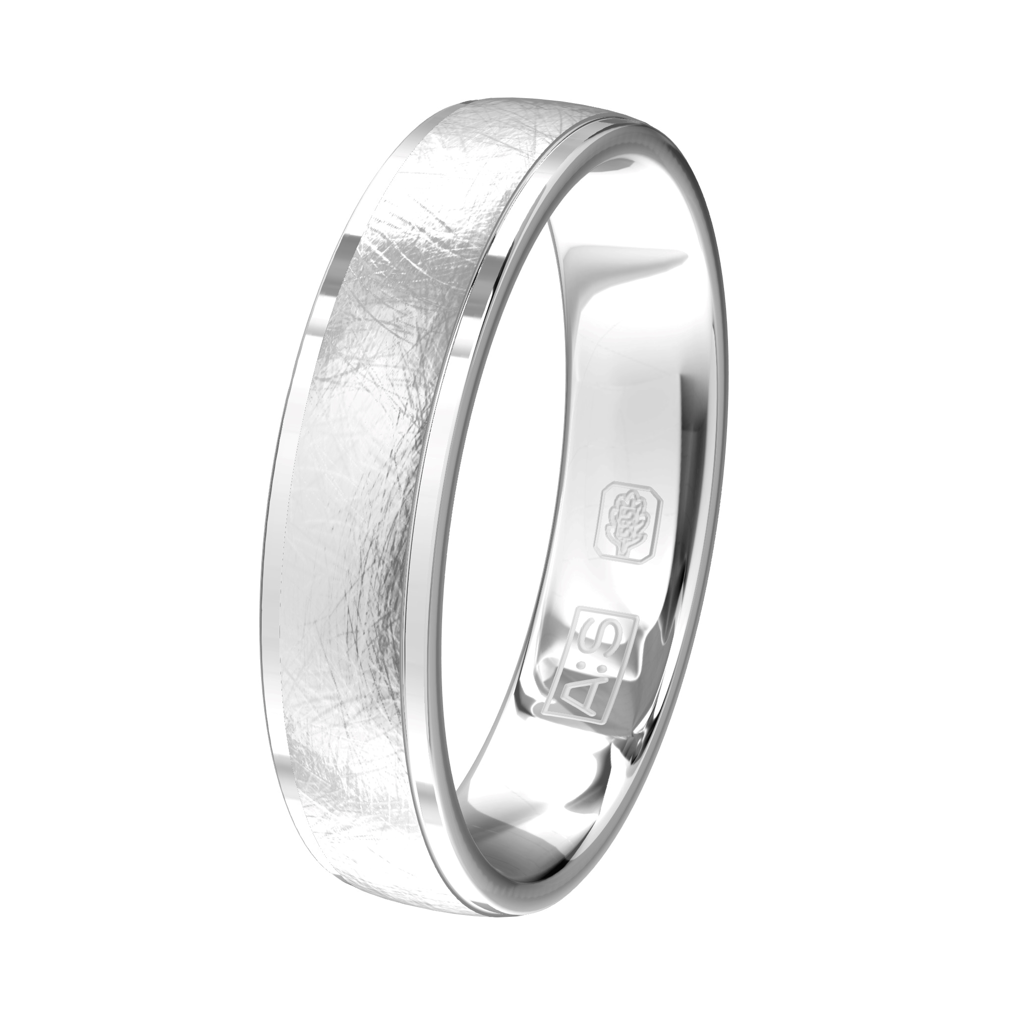 Wil je een praktische ring, stop dan met zoeken! Deze witgouden ring met een ijsmat mattering kan tegen een stootje.