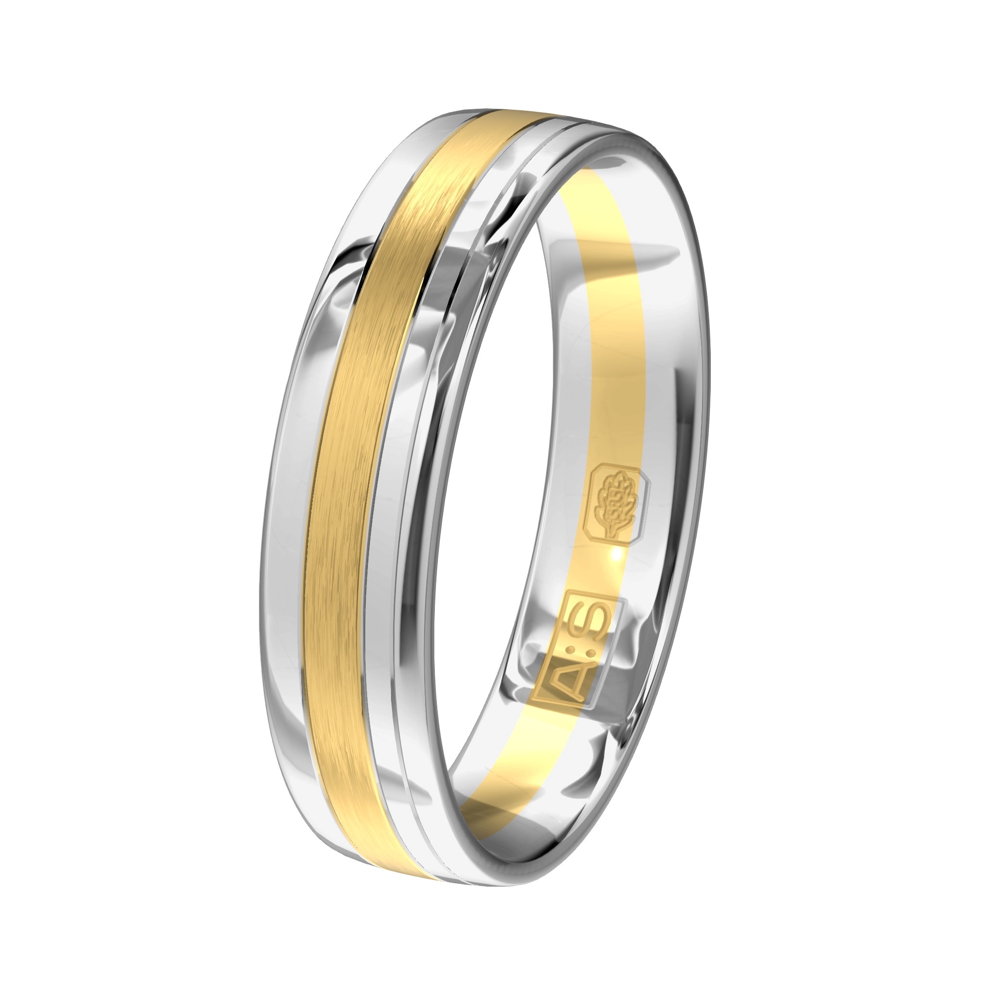 Als je op zoek bent naar witgouden ringen met een twist dan is dit je ring! De subtiele geelgouden baan maakt dit alles tot jouw ring!