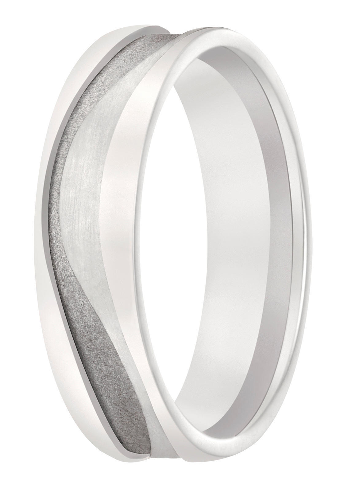 Door de unieke binnenbanen ontstaat speels hoogteverschil. Dit hoogteverschil wordt extra geaccentueerd in deze ring door de plaatsing van vijf briljanten.