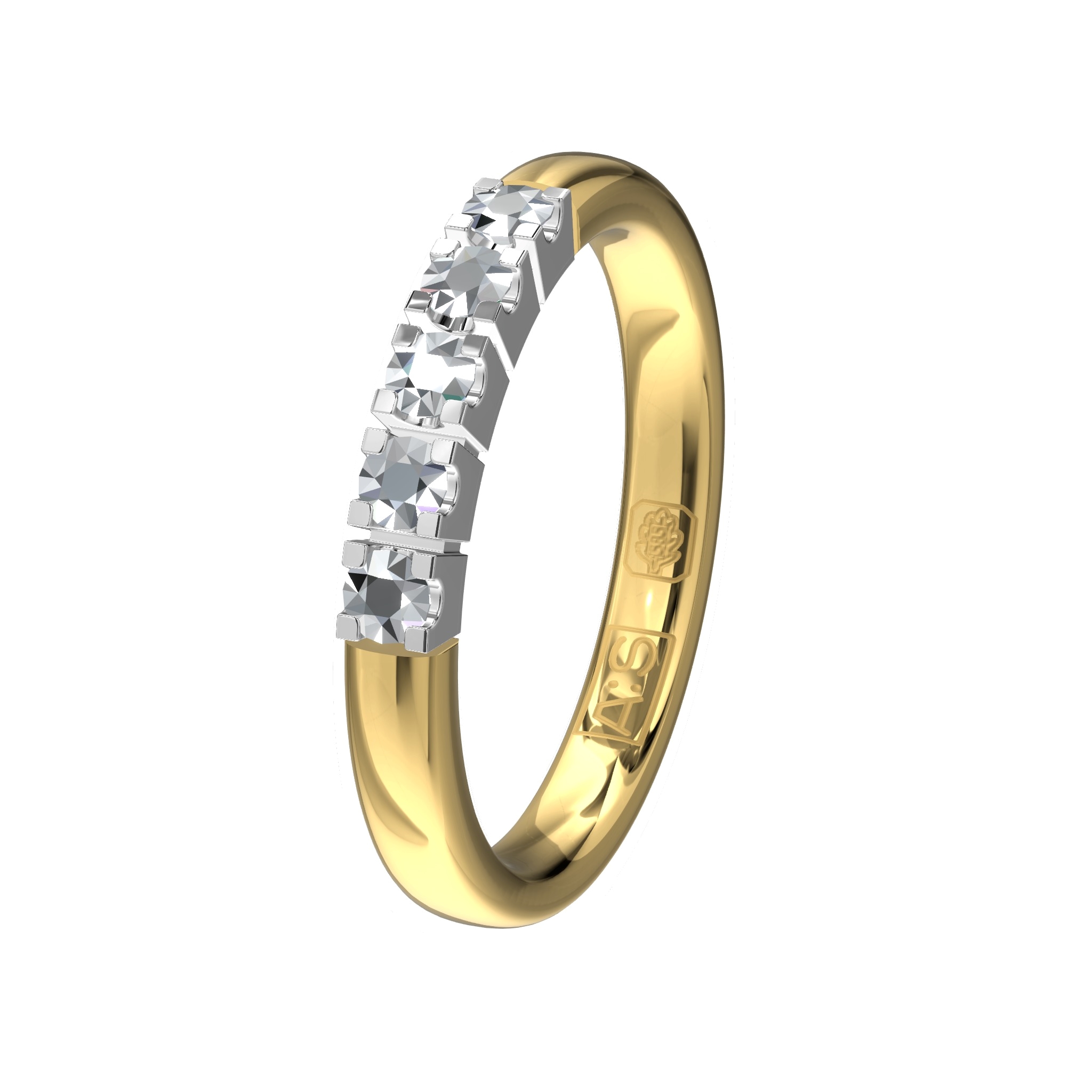 Glinsterende geelgouden Memoirering 11133 met witte zettng. Laat jij jouw unieke Memoirering meegroeien met al die mooie momenten in je leven?