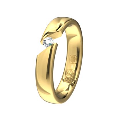 Elegantie in al haar eenvoud. Deze geelgouden ring is voorzien van een zwevende briljant met onderkastje.