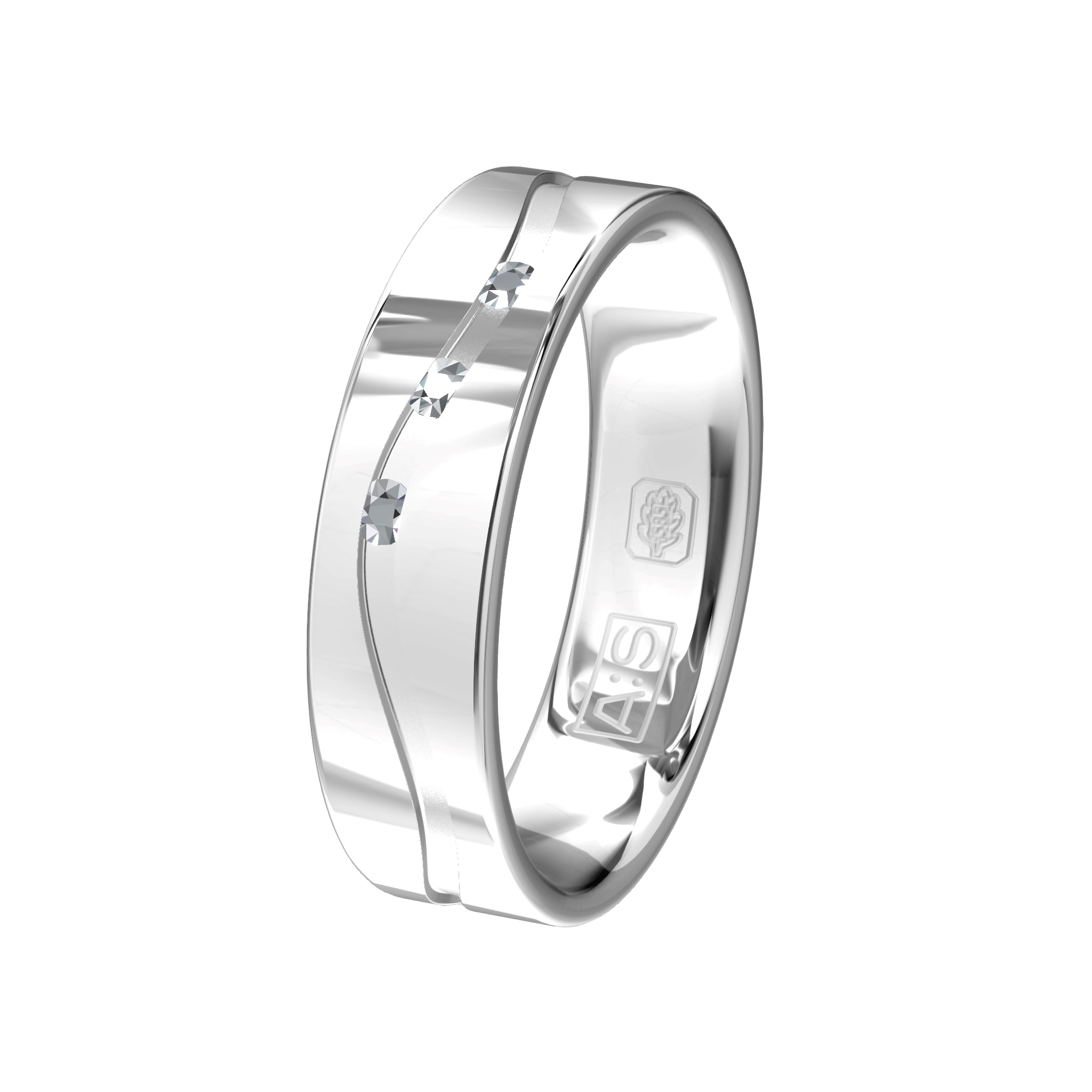 Een witgouden ring met een golvende groef waardoor de ring net een beetje anders-dan-anders is. Dit maakt de ring uniek!