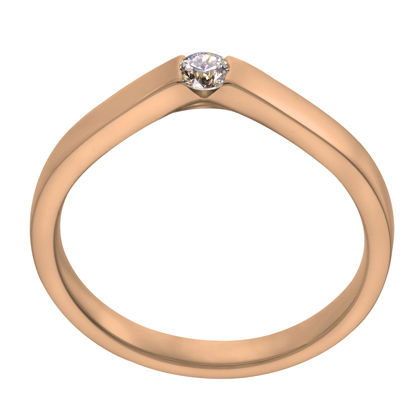 Het "meesterstuk" onder de solitaire ringen. Nieuwsgierig? Ga dan snel naar een van onze dealers! Deze rosegouden versie hebben onze diamantzetters uitgevoerd met een 0,05 ct. briljant.