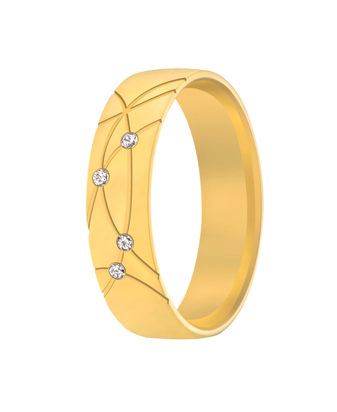 Door de verschillende bewerkingen in het geelgoud krijgt deze ring een hele moderne uitstraling!