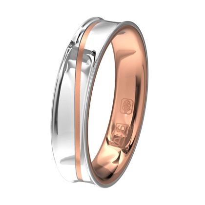 Warm rosegoud wordt gecombineerd met koele tinten witgoud, dat geeft deze meerkleurige ring een unieke look.