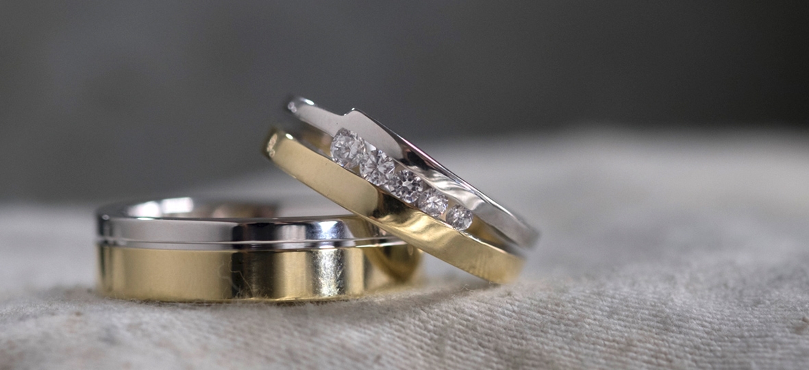 Bicolor Trouwringen Met Briljanten