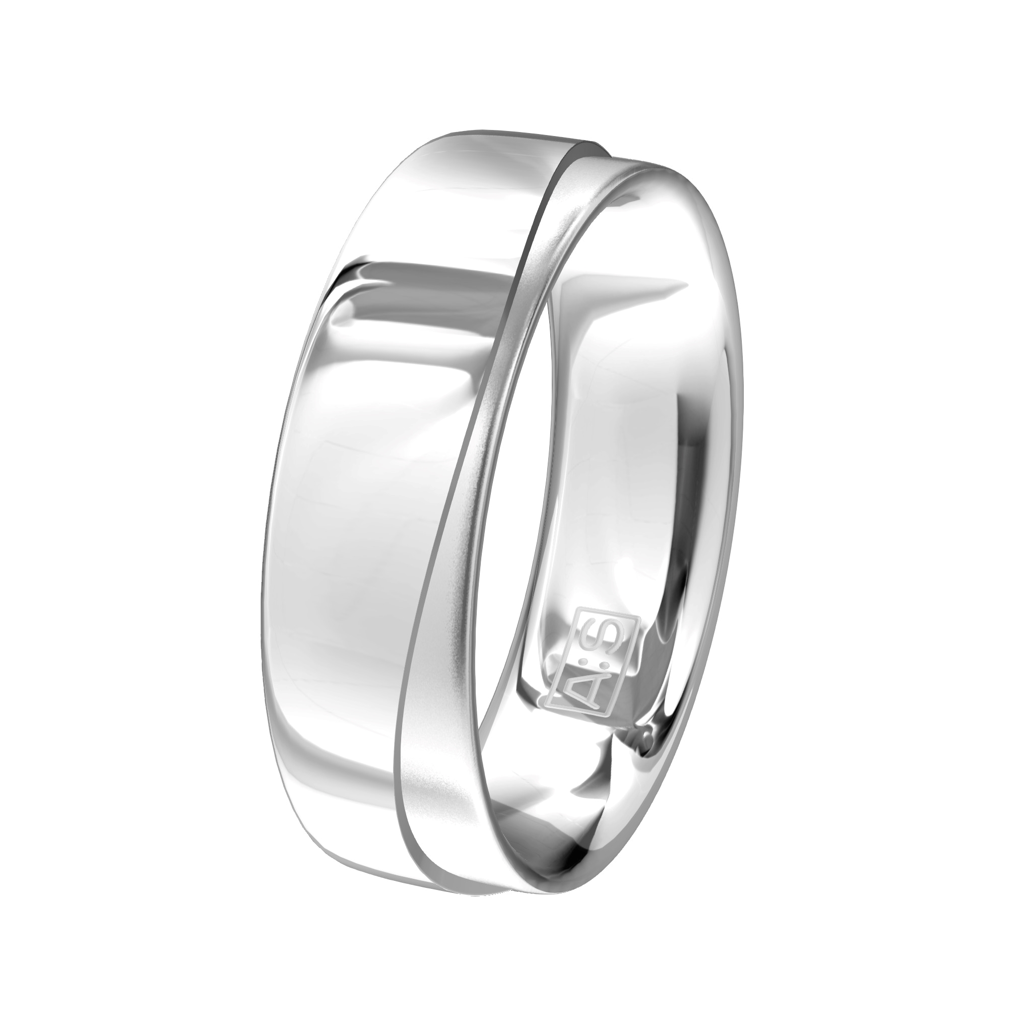 Een uniek ontwerp! De combinatie van het verlaagde gematteerde deel naast een breed glanzend deel maakt deze ring tot een plaatje.