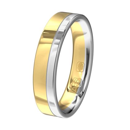 Een strakke bicolor trouwring, een brede, stevige ring voor jouw bruidegom!