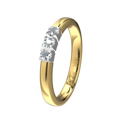 Glinsterende Memoirering 11122, geelgouden scheen en witte zetting. Laat je unieke Memoirering meegroeien met al die mooie momenten in je leven!