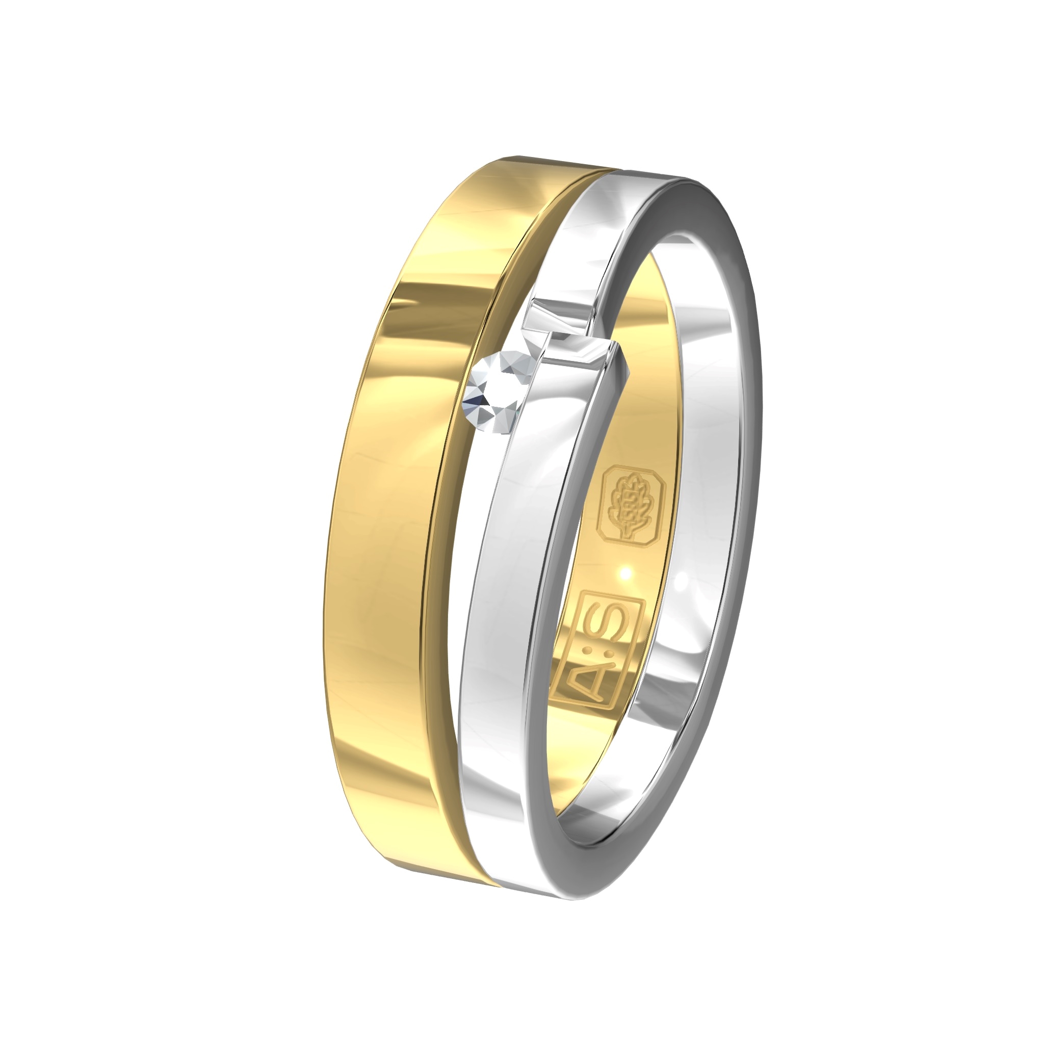 Hier gaat je hart toch sneller van kloppen? In deze bicolor ring glimt één briljant je toe!