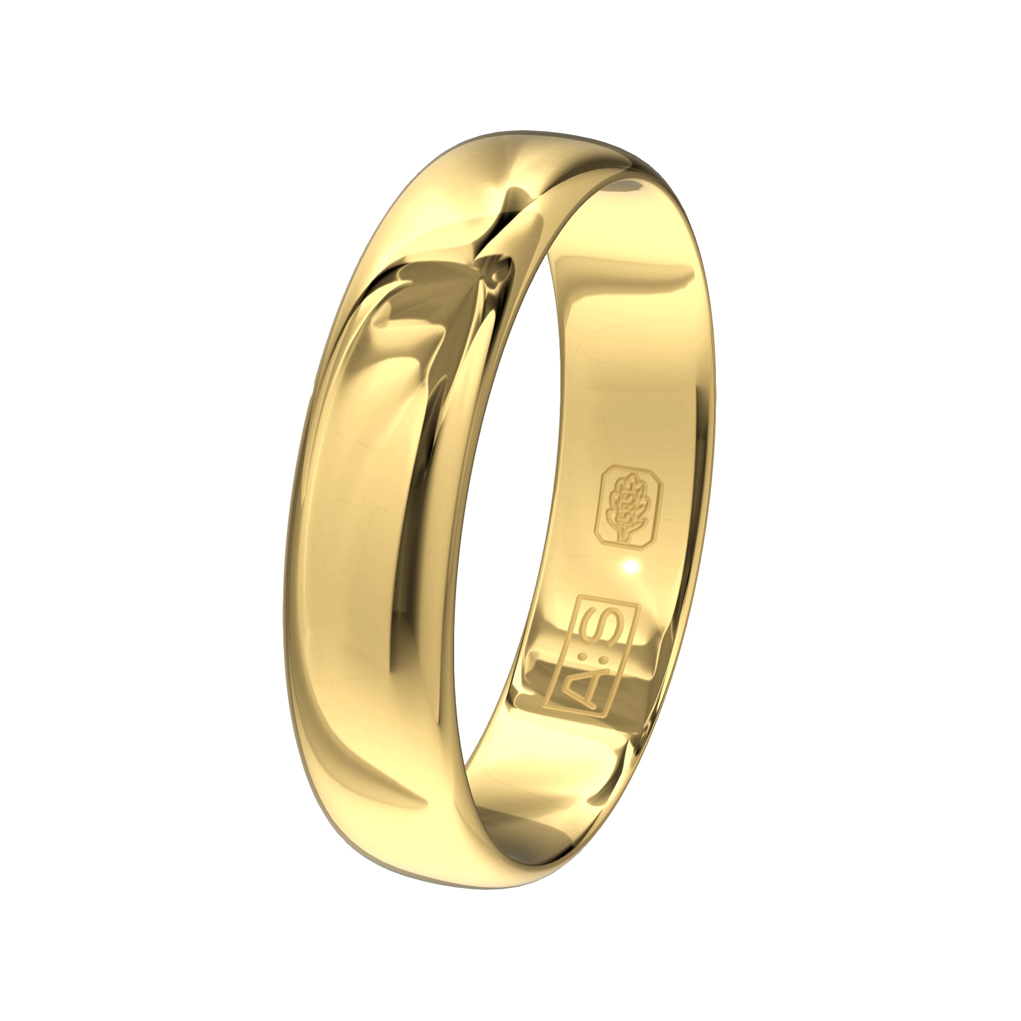 Deze gladde ring is sierlijk en licht in gewicht. Het is een ring met een bolle buitenkant en ronde binnenkant, dit geeft deze ring een tijdloze uitstraling.