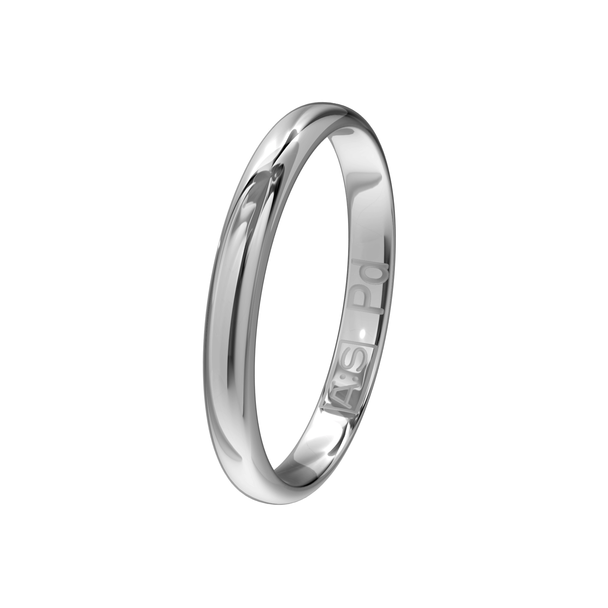 Deze gladde palladium ring is sierlijk en licht in gewicht. De bolle buitenkant en ronde binnenkant geeft deze ring een tijdloze uitstraling.