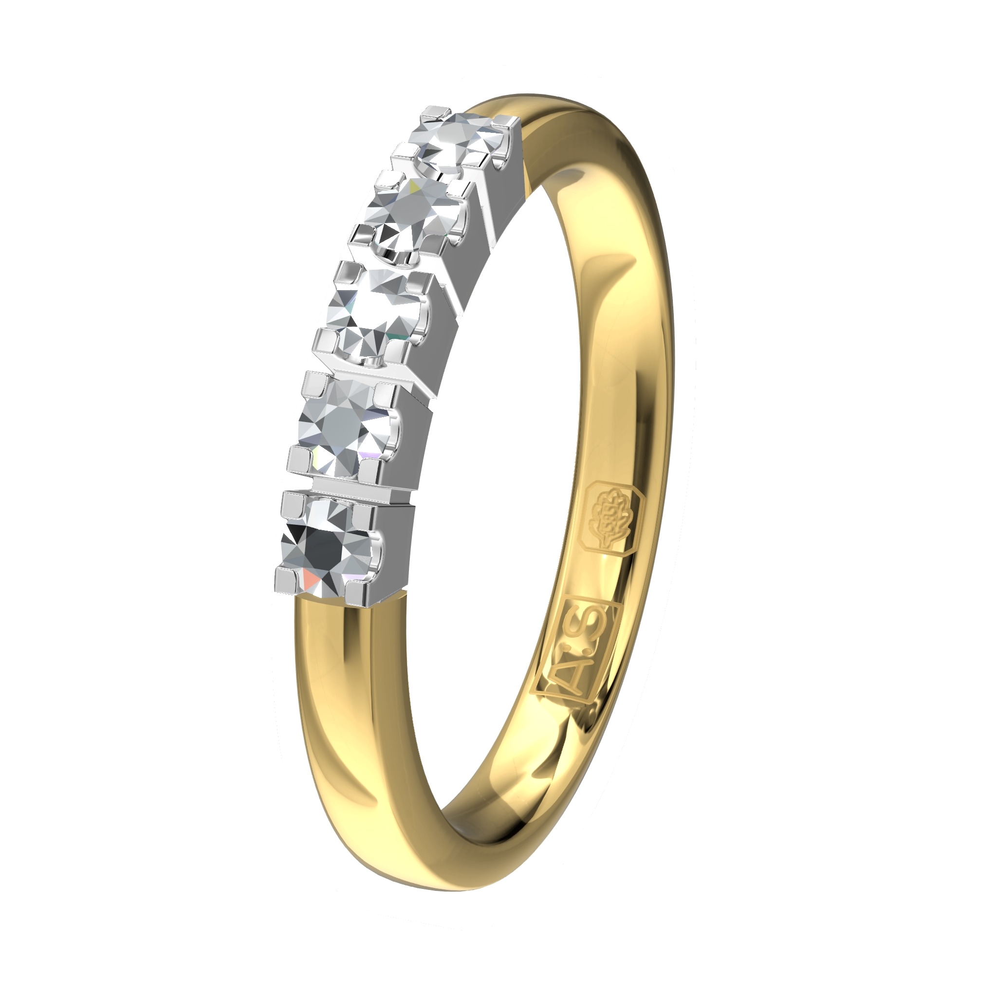 Glinsterende Memoirering 11122, geelgouden scheen en witte zetting. Laat je unieke Memoirering meegroeien met al die mooie momenten in je leven!