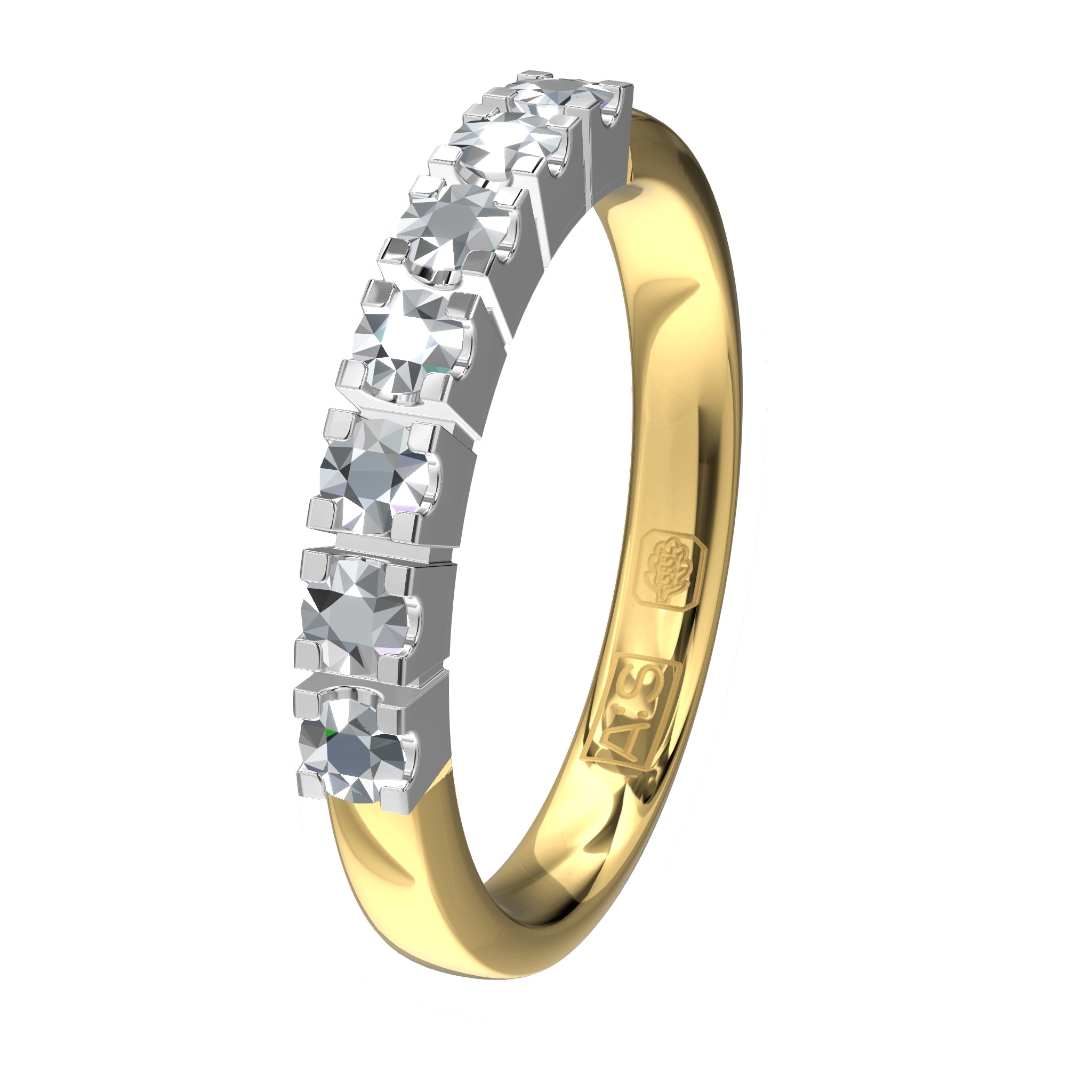 Glinsterende Memoirering 11122, geelgouden scheen en witte zetting. Laat je unieke Memoirering meegroeien met al die mooie momenten in je leven!