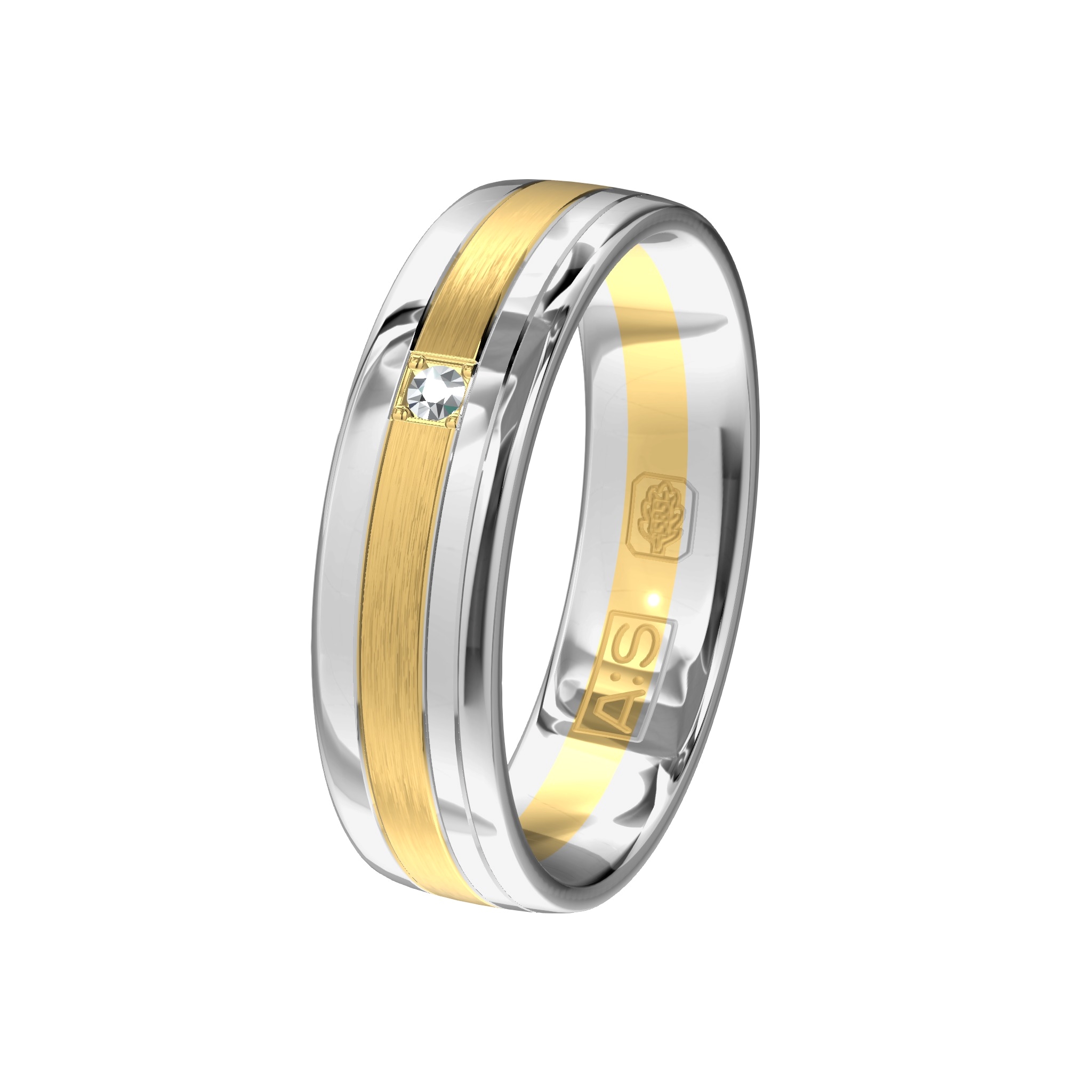 Als je op zoek bent naar witgouden ringen met een twist dan is dit je ring! De subtiele geelgouden baan en de prachtige briljant maakt dit tot jouw ring!