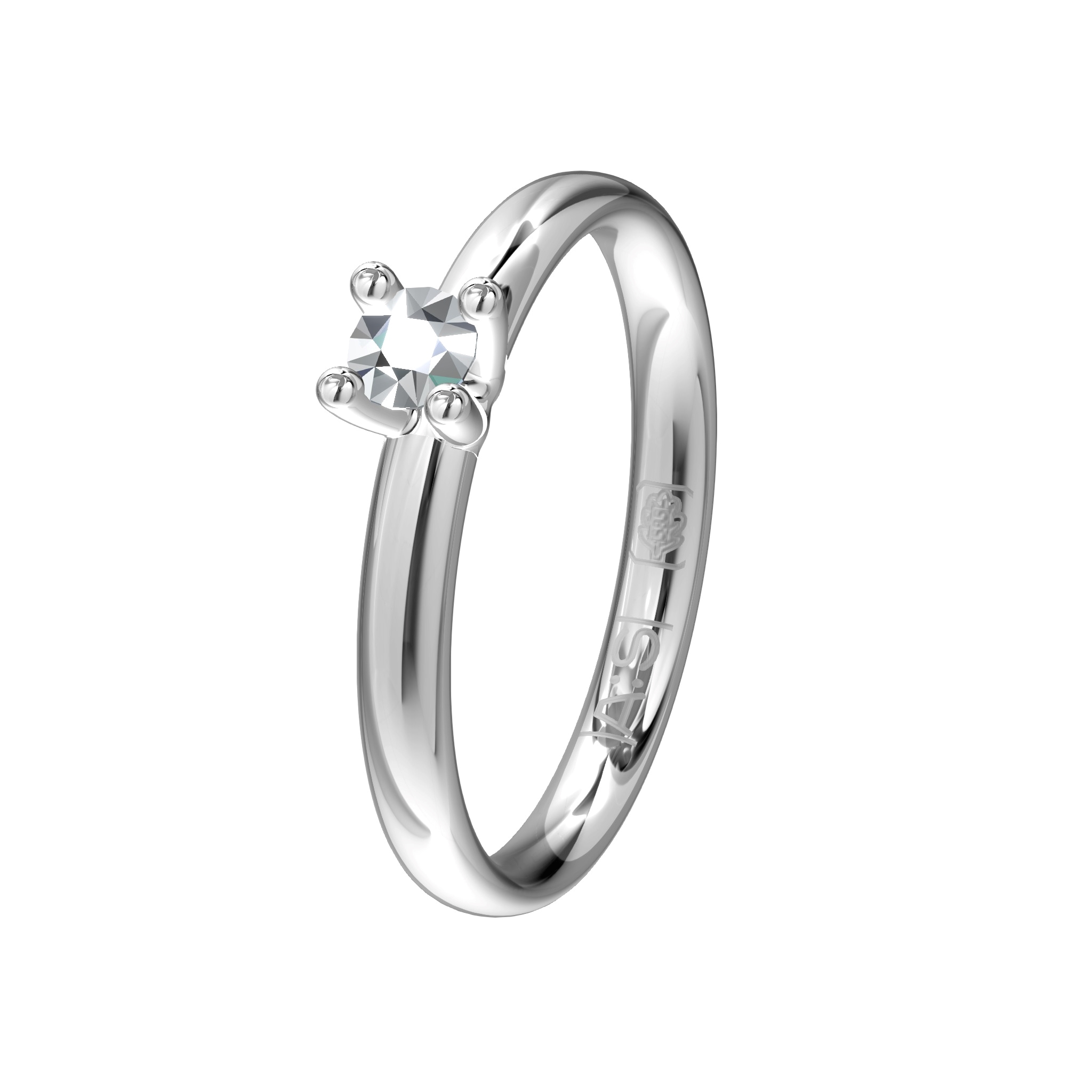 Deze witgoud palladium solitair ring heeft door zijn ronding een perfect draagcomfort. De prachtige briljant van 0,15 ct. maakt deze ring helemaal af!
