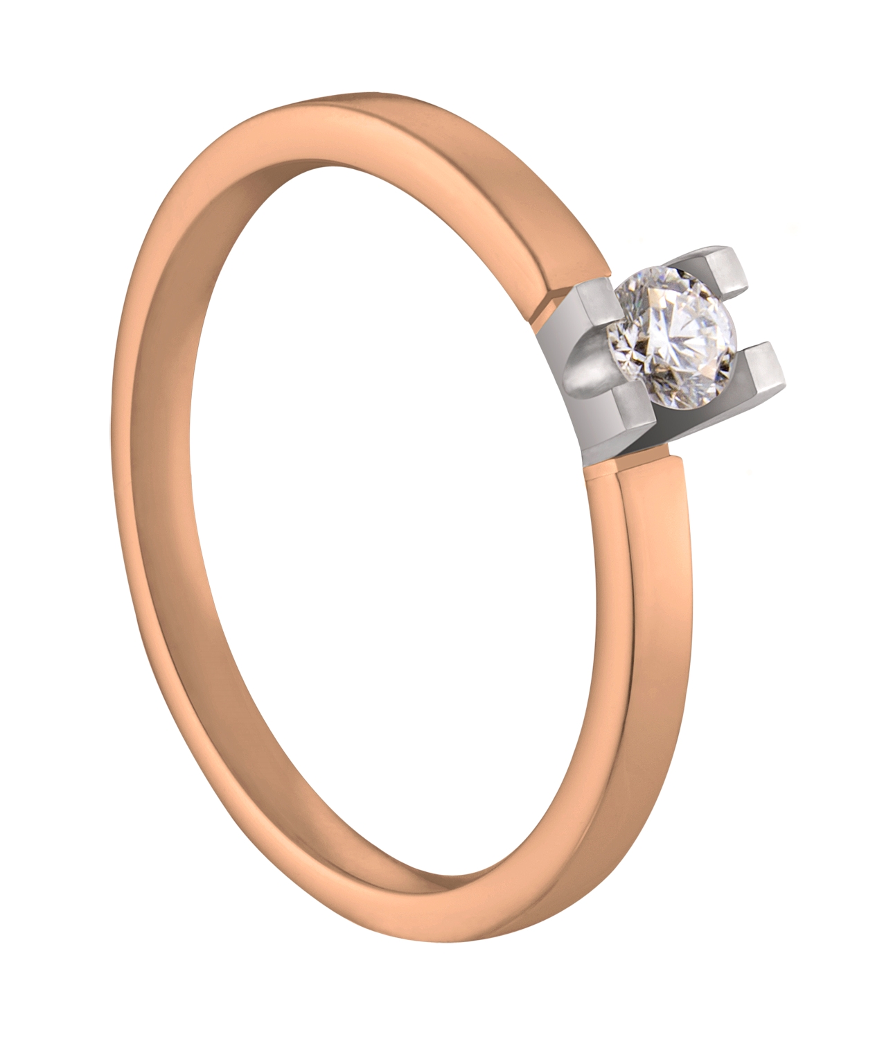 De briljant zweeft als het ware boven deze meerkleurige ring waardoor deze ring perfect tot uiting komt. Deze versie is voorzien van een 0,15 ct. briljant.