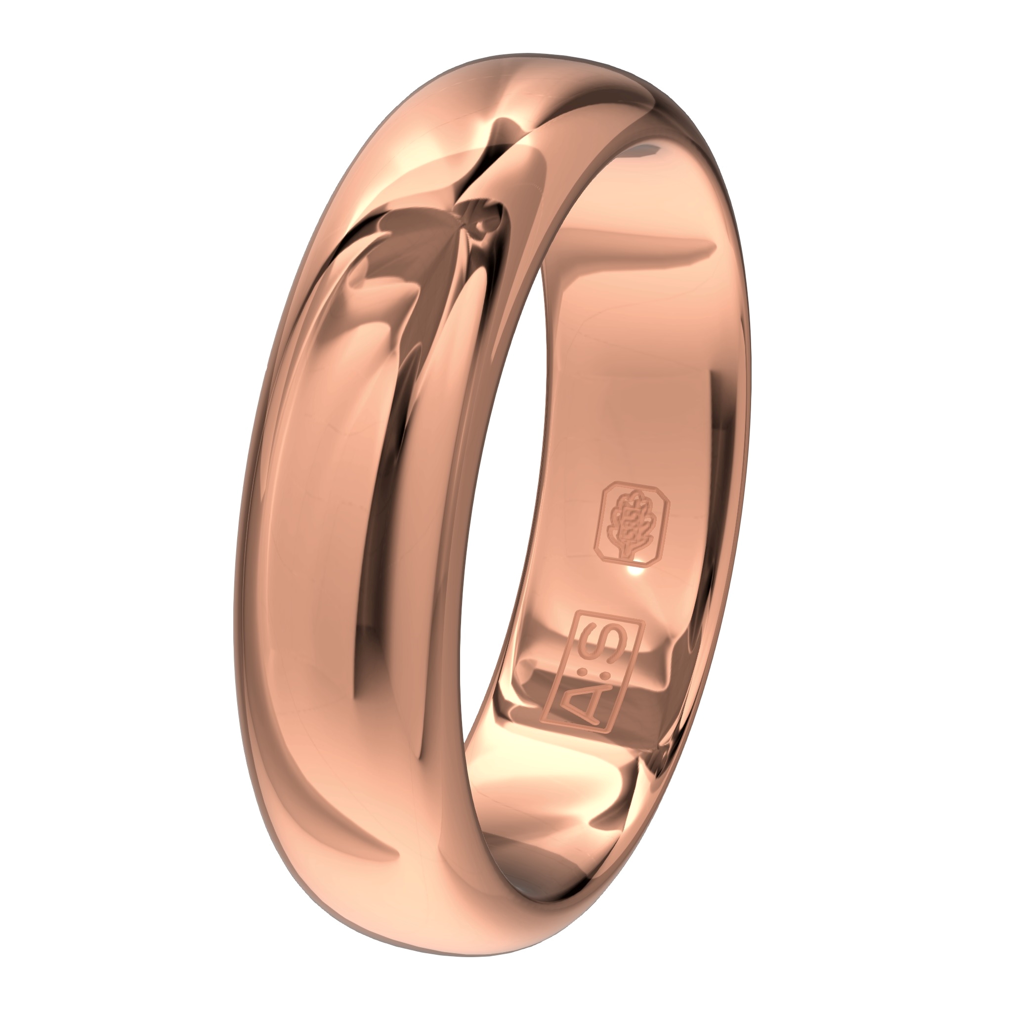 Een elegante ring met een bolle buitenkant, ronde zijkanten en een licht bolle binnenkant. Een klassieke ring van zeer hoge kwaliteit en duurzaamheid!