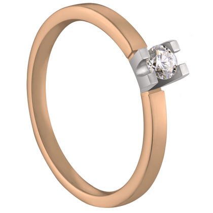 De briljant zweeft als het ware boven de ring waardoor deze in ring perfect tot uiting komt. Deze tweekleurige versie is voorzien van een 0,10 ct. briljant.
