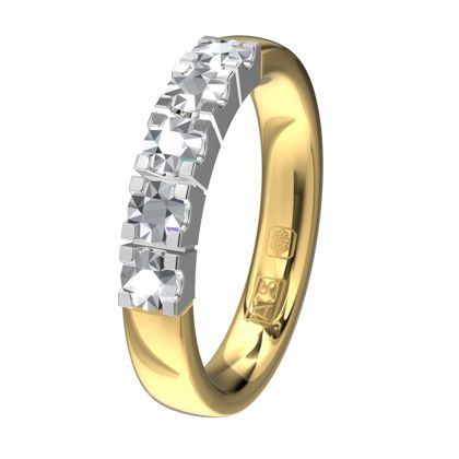 Glinsterende Memoirering 11155 met een gele scheen en een witte zetting. Laat jij jouw unieke Memoirering meegroeien met al die mooie momenten in je leven?