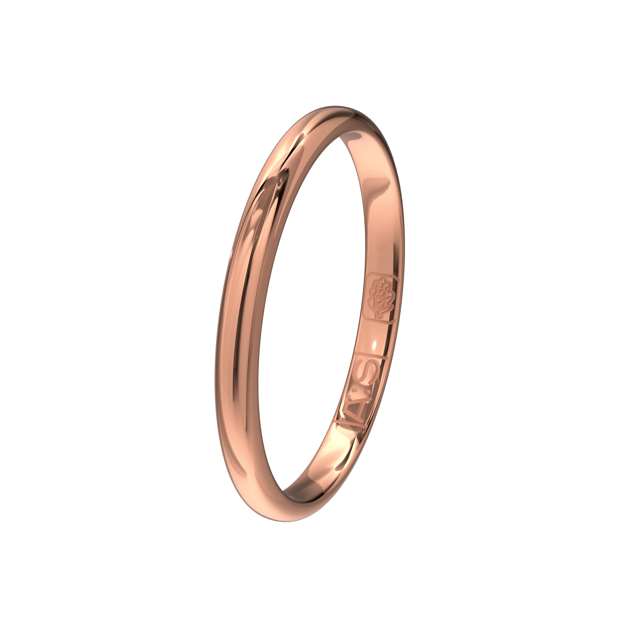 Deze gladde rosegouden ring is sierlijk en licht in gewicht. De bolle buitenkant en ronde binnenkant geeft deze ring een tijdloze uitstraling.